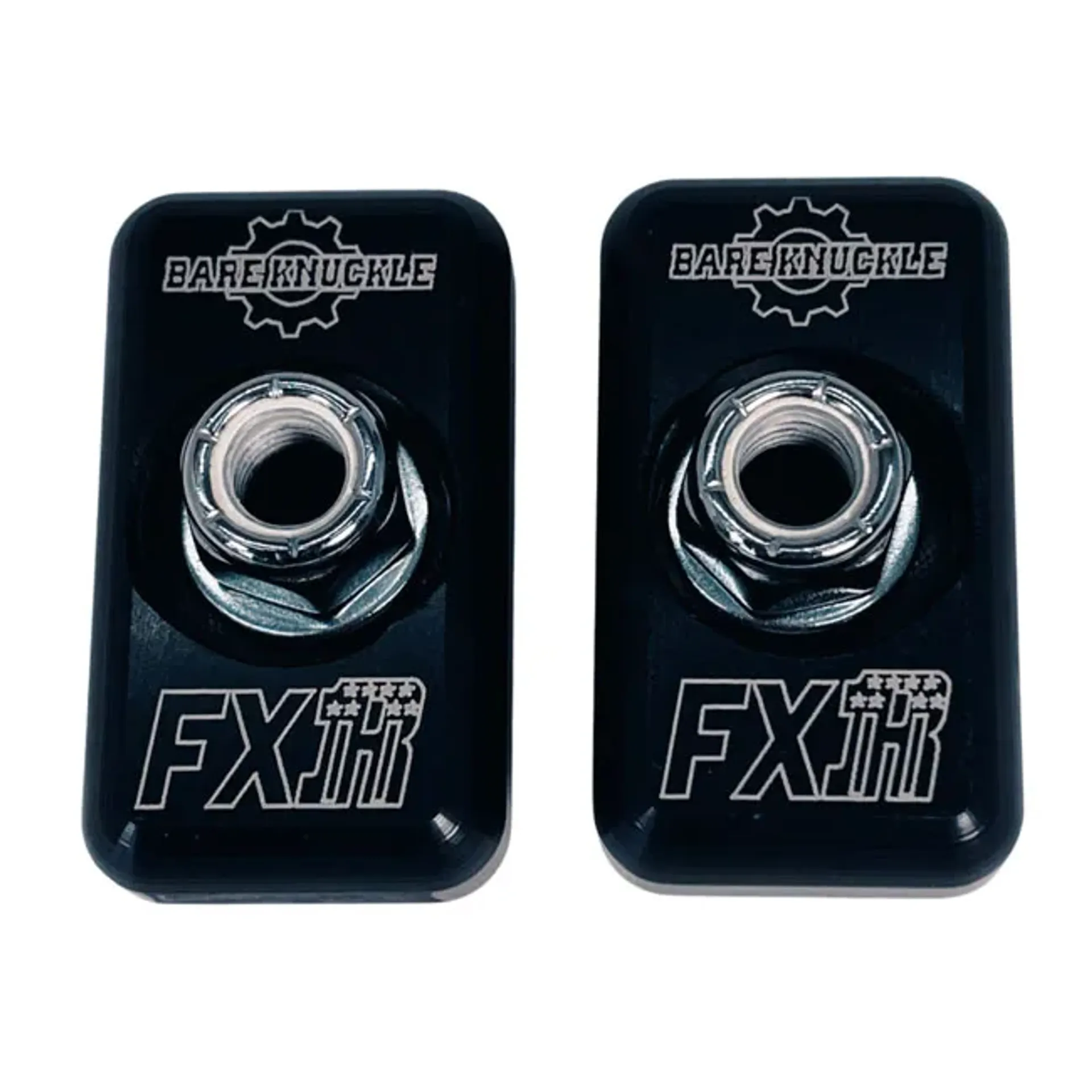 Bare Knuckle Performance, axle adjuster plate kit. FXR logo