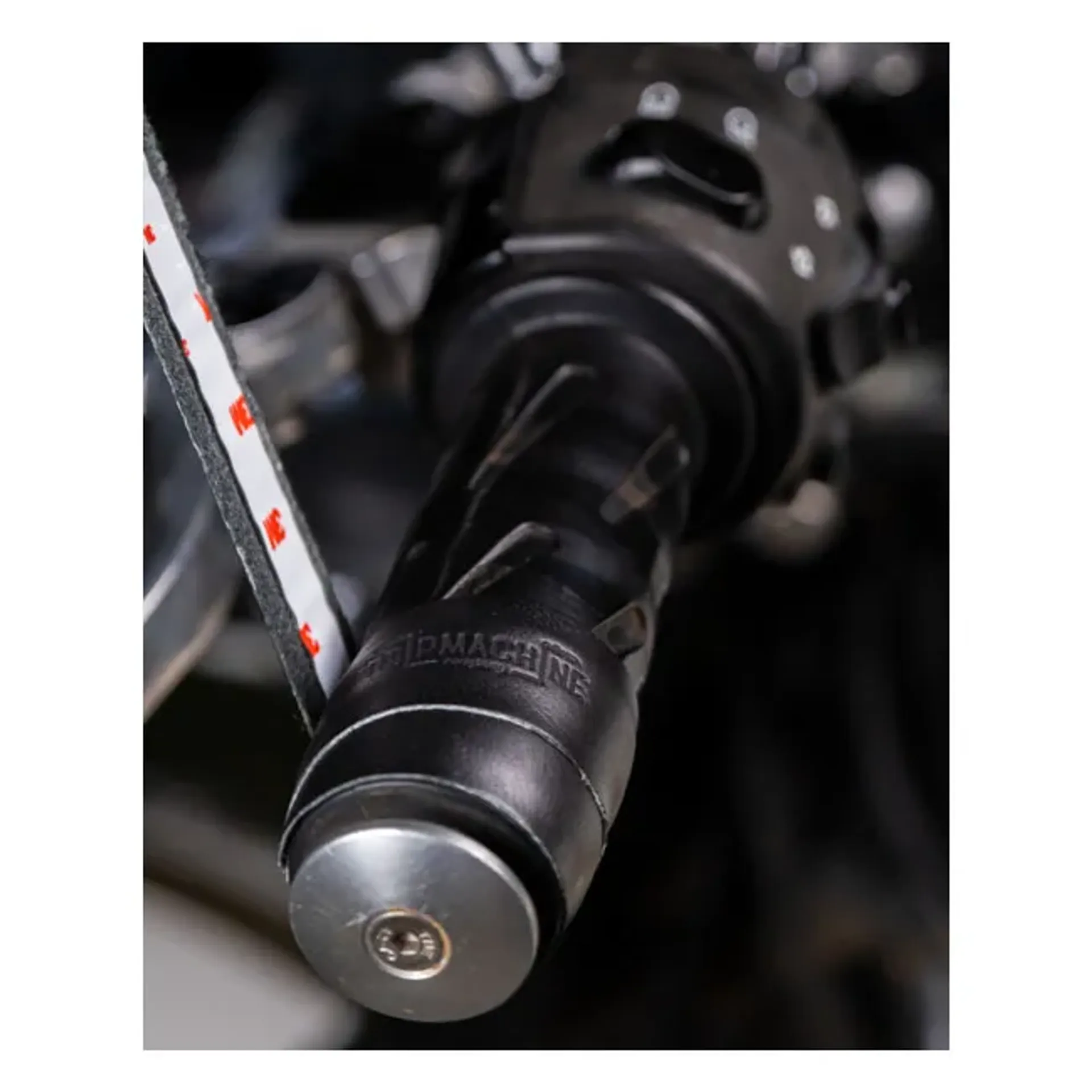 Trip Machine, leather handlebar grip wraps. Black