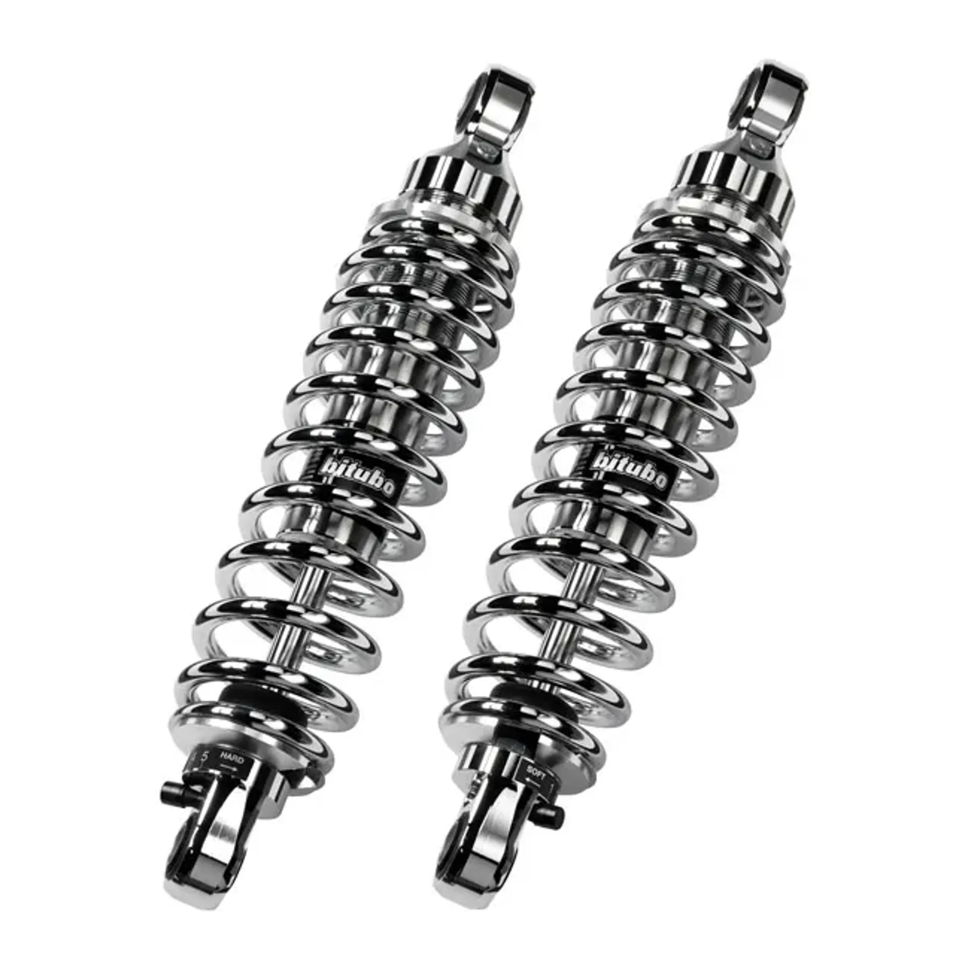 *2 WEEKS EXTRA TRANSIT TIME* Bitubo, WME dual shock absorber set. Chrome. 331mm
