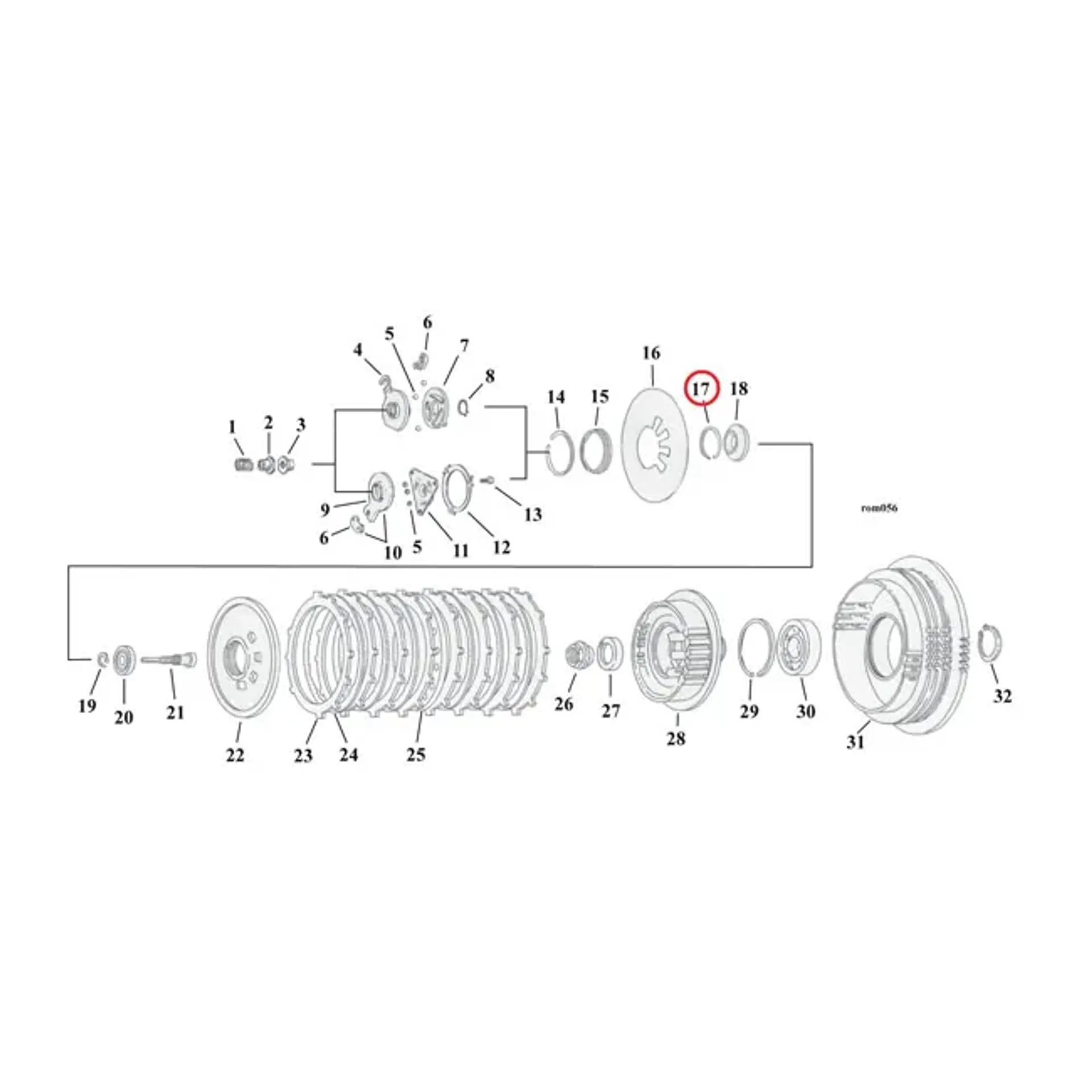 Retaining ring, clutch adjuster plate