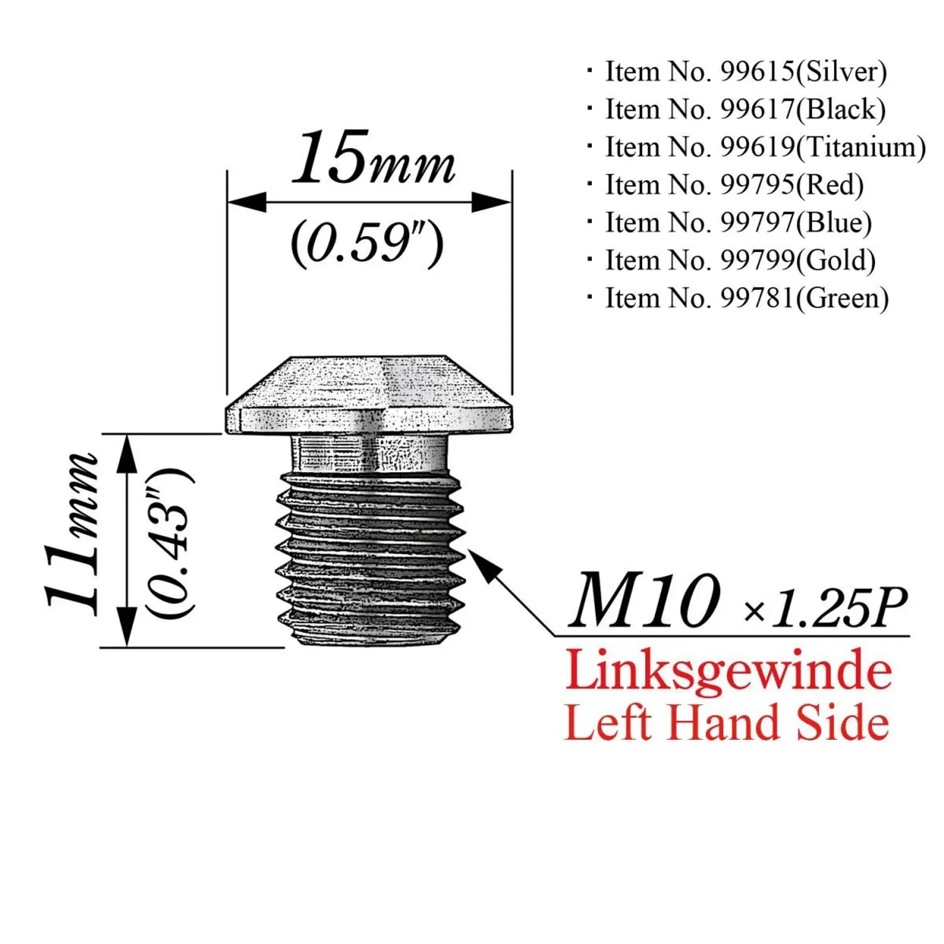Mirror Plug Bolt Bl Left