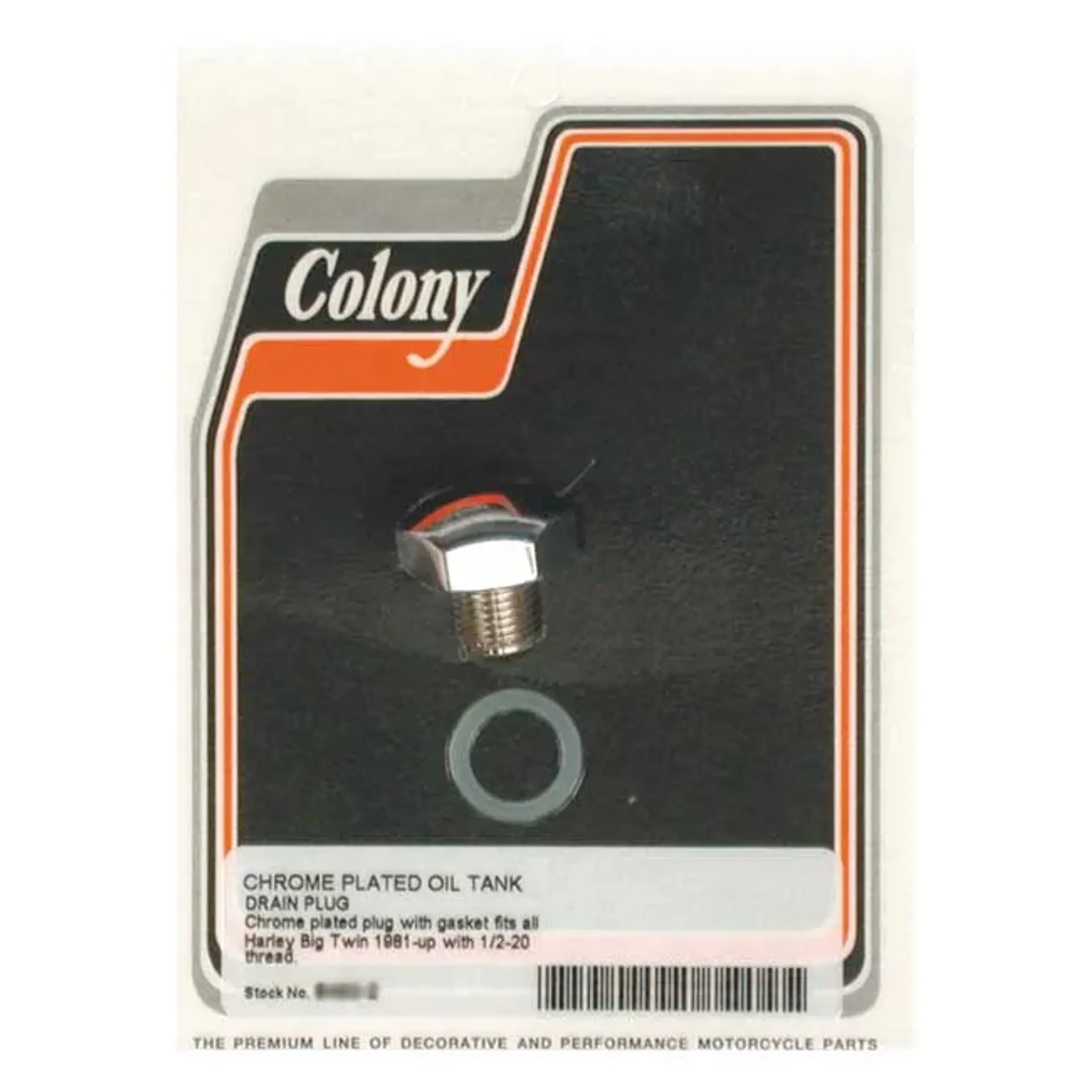 GW, oil drain plug, hex head 1/2"-20. Chrome