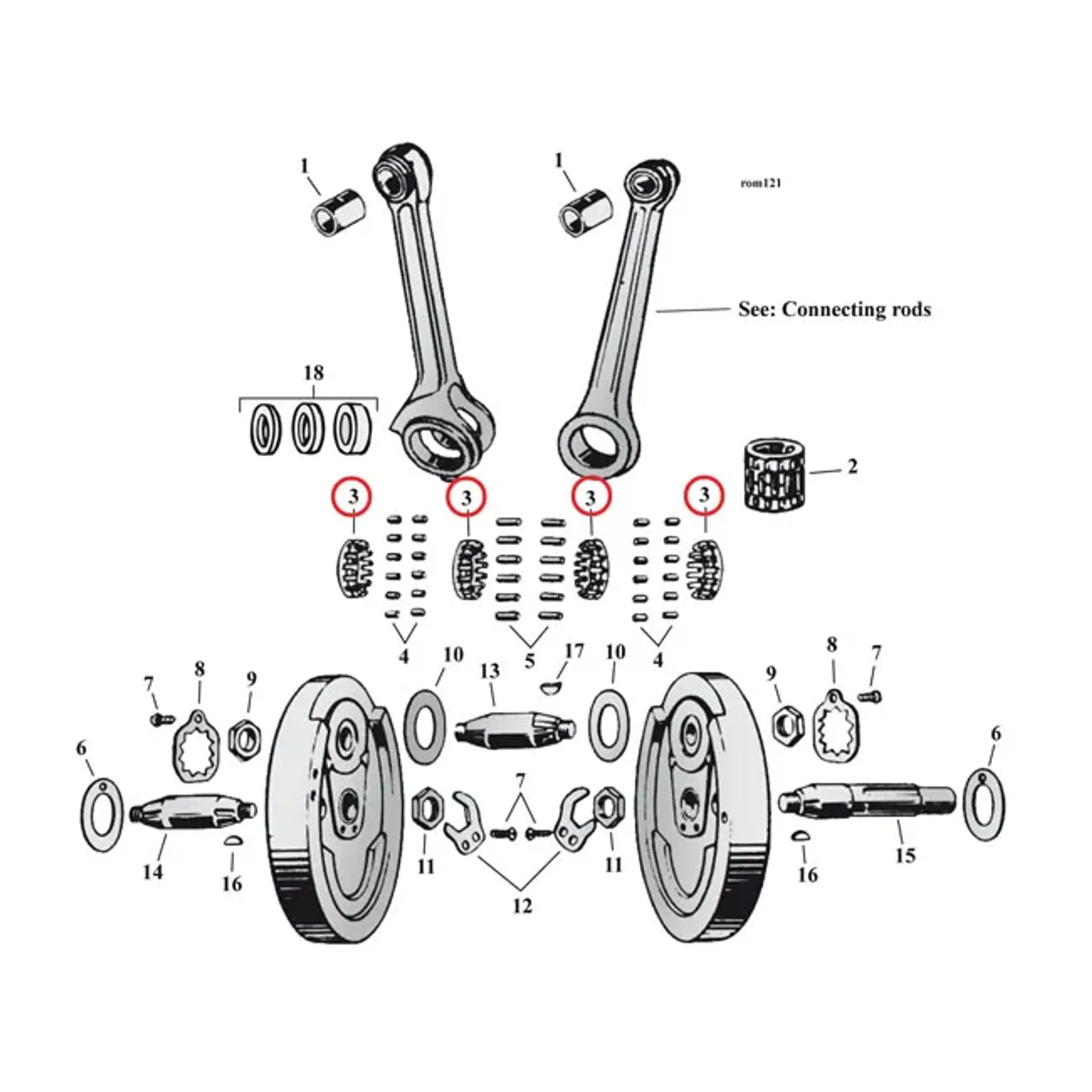 Retainer, connecting rod rollers