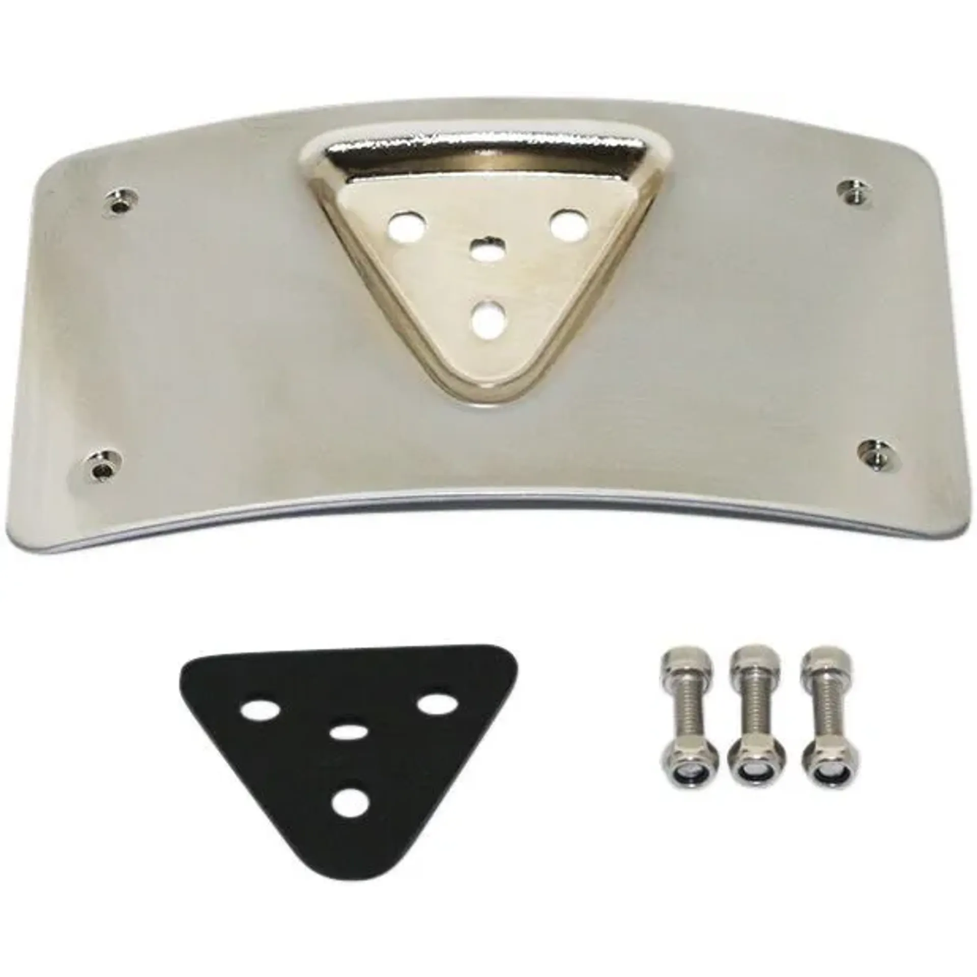 Mount License Plate Radius Horizontal Laydown Chrome
