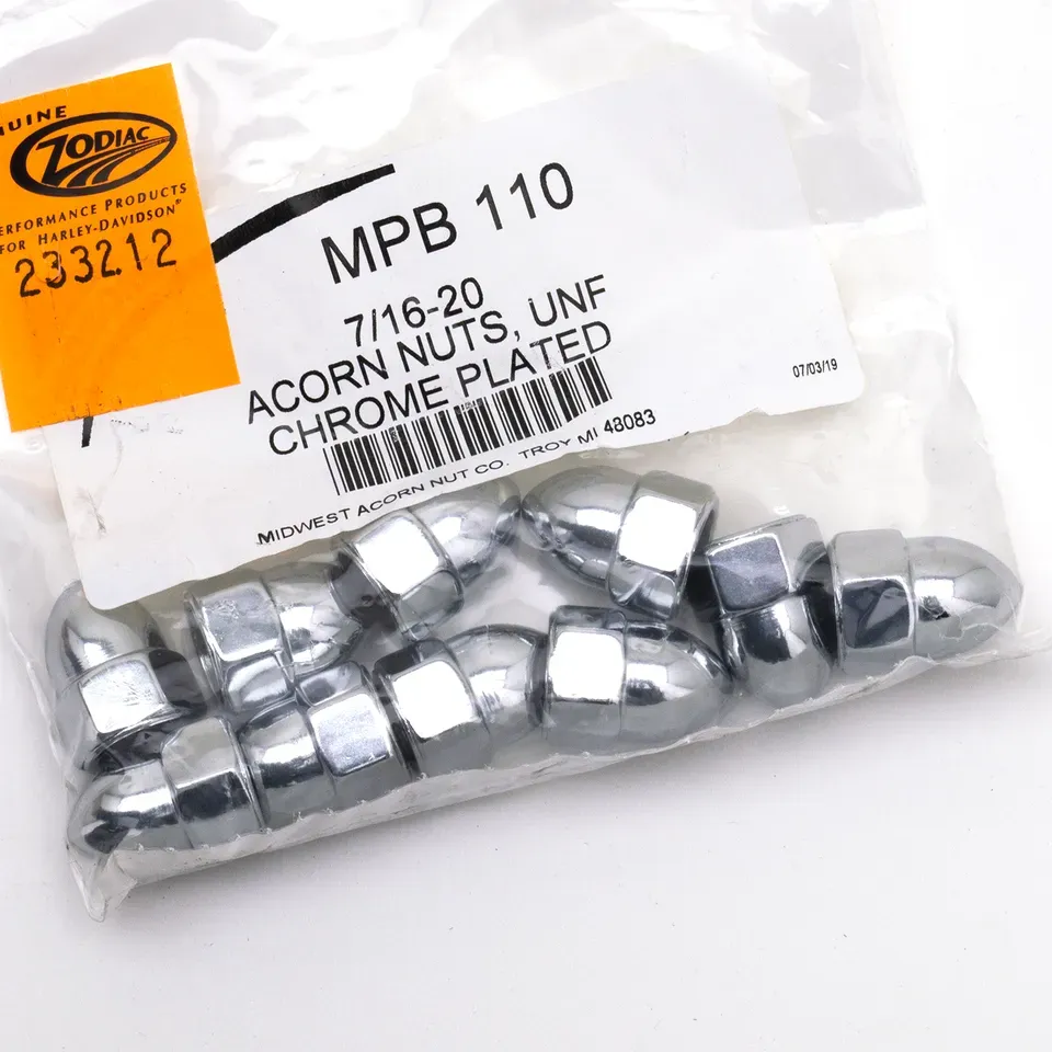 10pck Chrome Acorn nuts 7/16-20