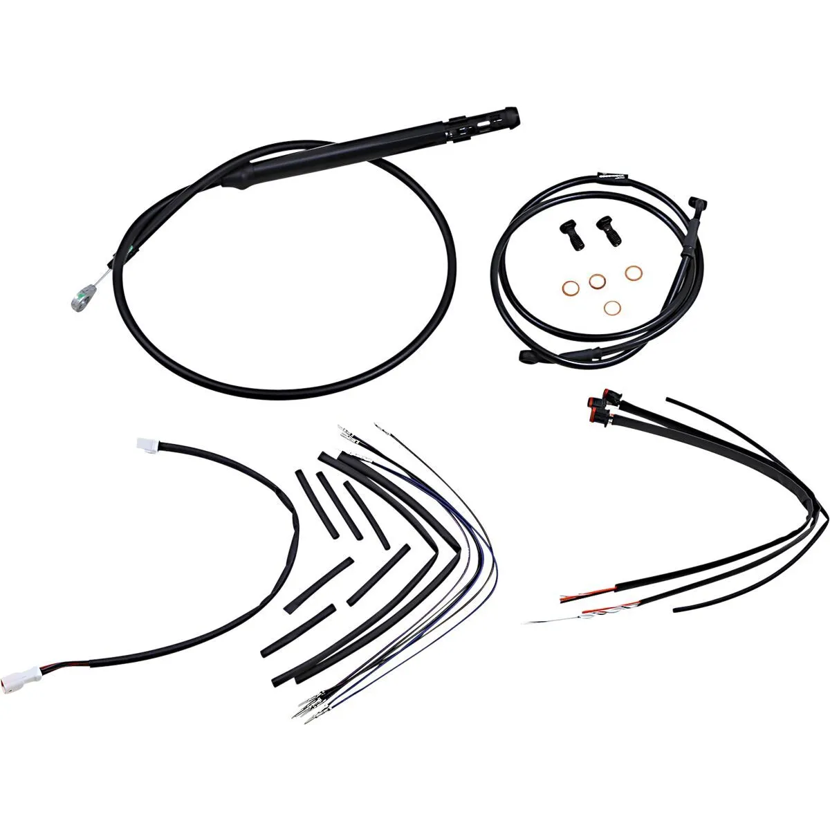 Complete Black Vinyl Handlebar Cable/Brake Line Kit For 12" Ape Hanger Handlebars
