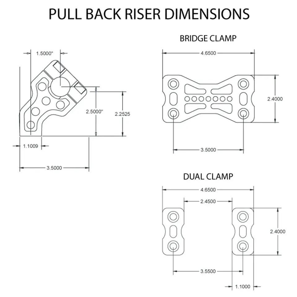 JM PB Risers 2.5" Bridge Clamp Chrome