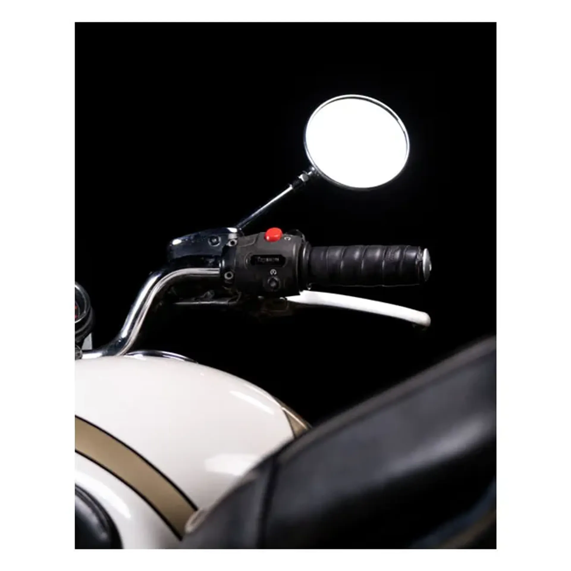 Trip Machine, leather handlebar grip wraps. Black