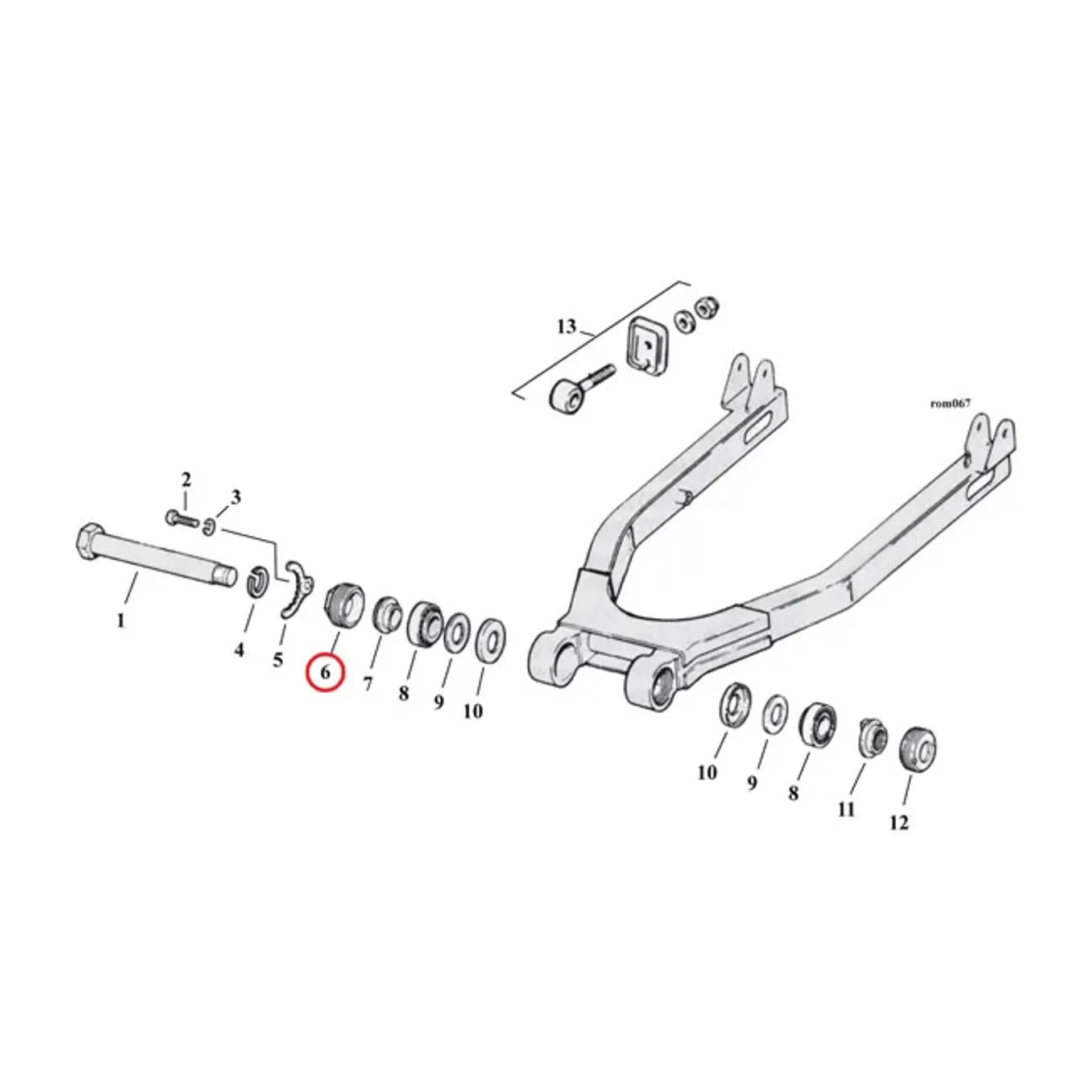 Lock nut swingarm bearing. right