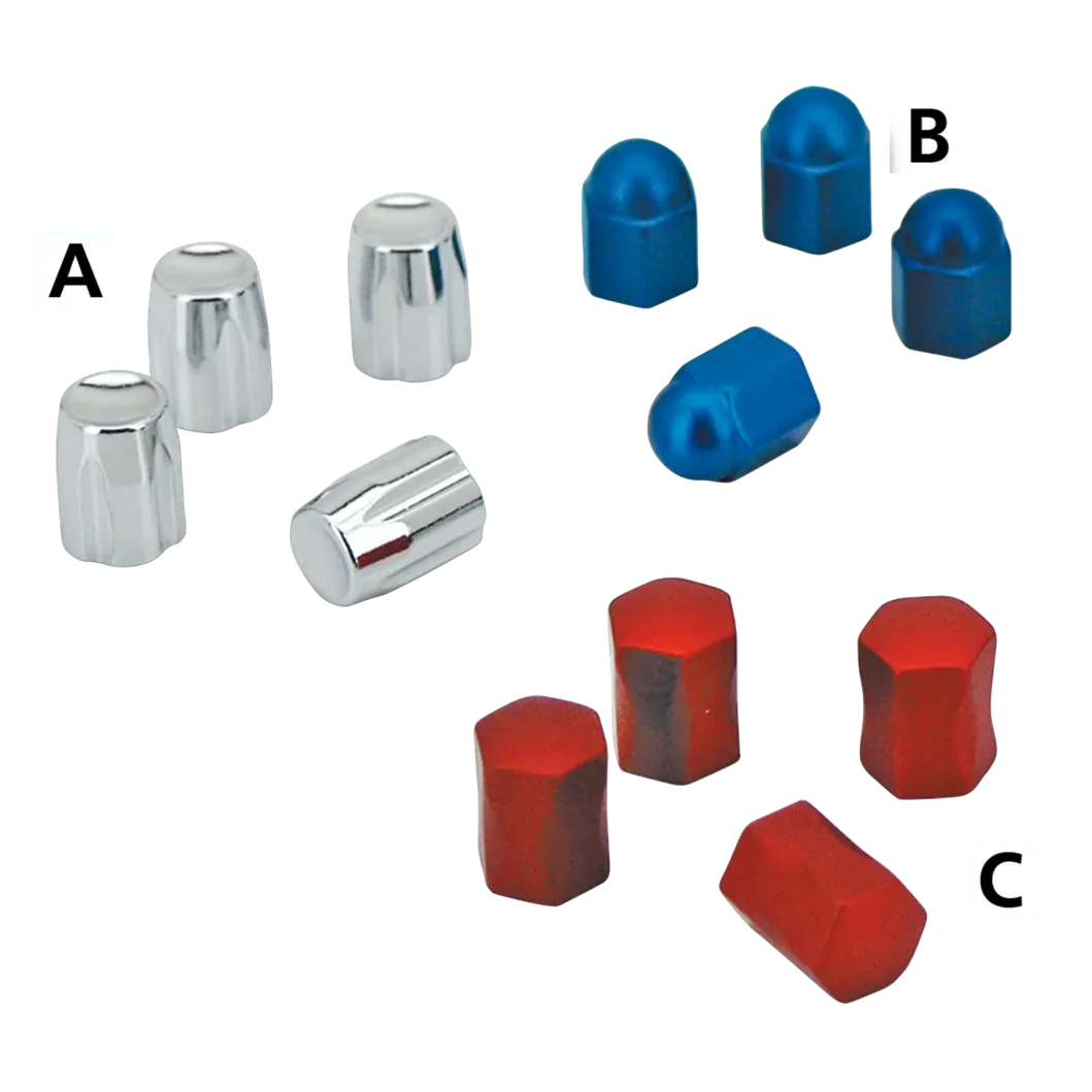 4Pck AcornNut Design Valve Stem Cap Blue