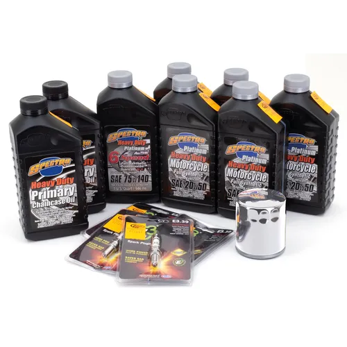 Maxima Synthetic 20W50 3-Hole Oil Change Kit For Harley Twin Cam 99-17 - Black Filter