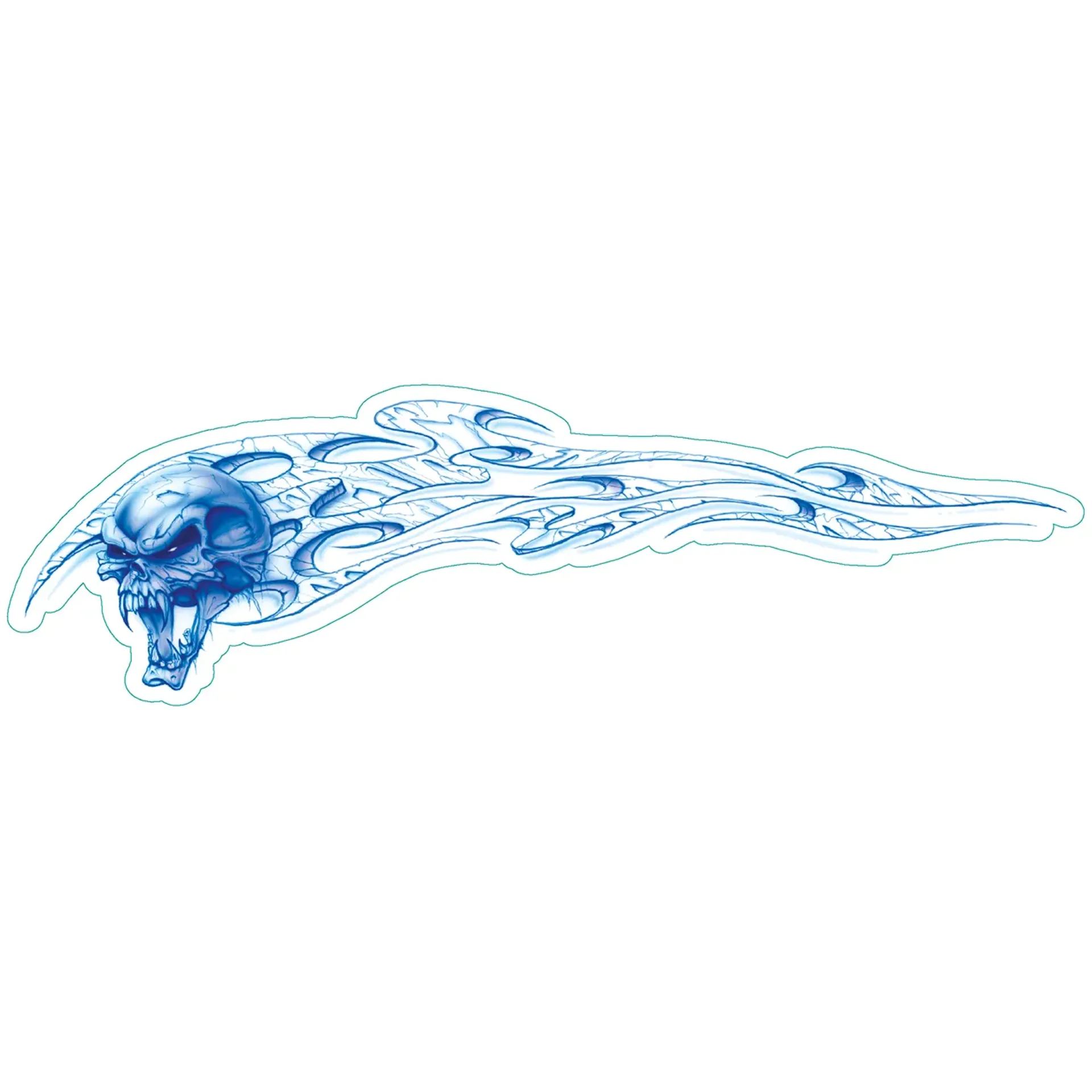 Blue skull right decal 2 5/8″x8″