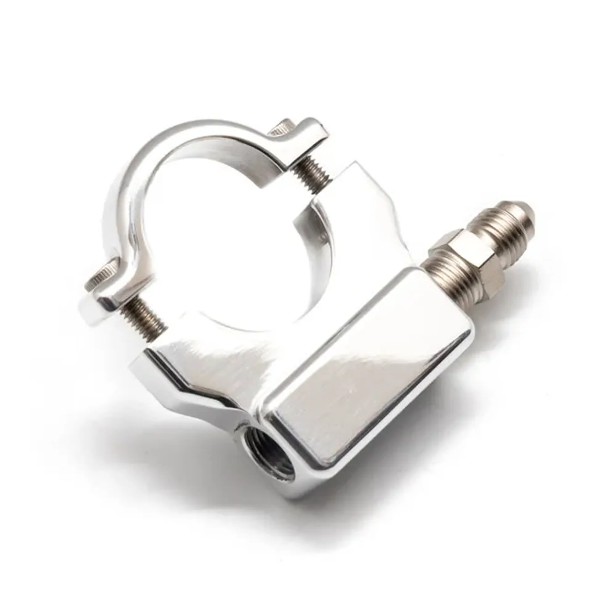 Feuling, 1-1/4" handlebar oil pressure gauge mount. Chrome