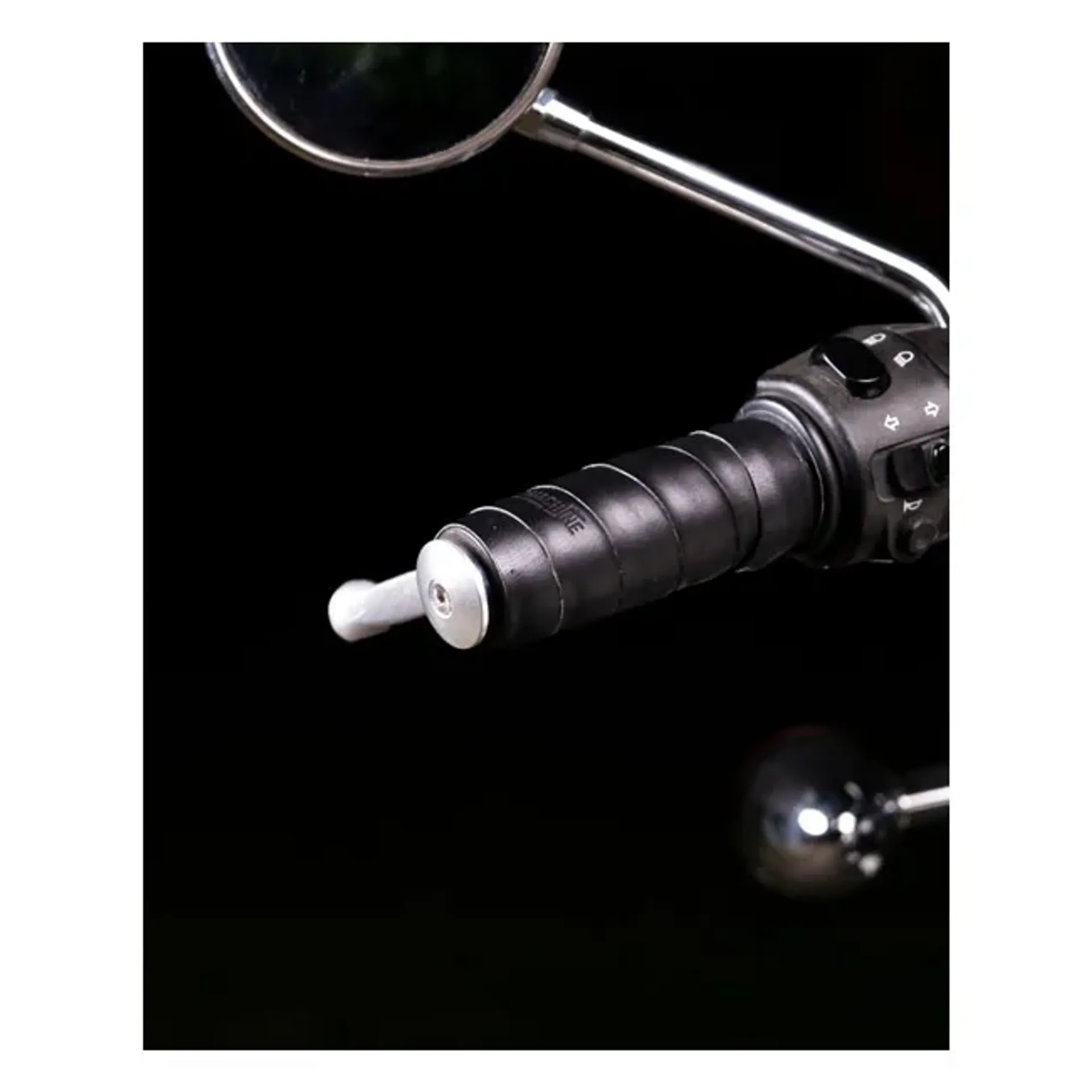 Trip Machine, leather handlebar grip wraps. Black