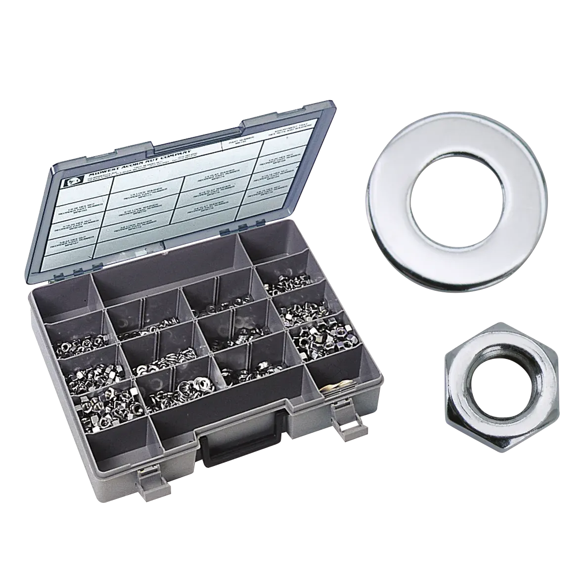 Ass. tray lock wash./hex nuts/flat wash.