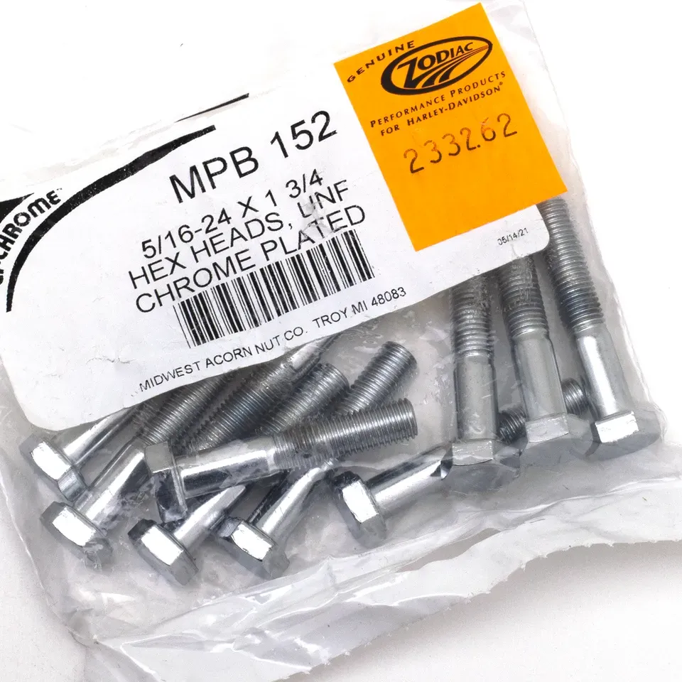 10pck Chrome hex head screws 5/16-24x1-3