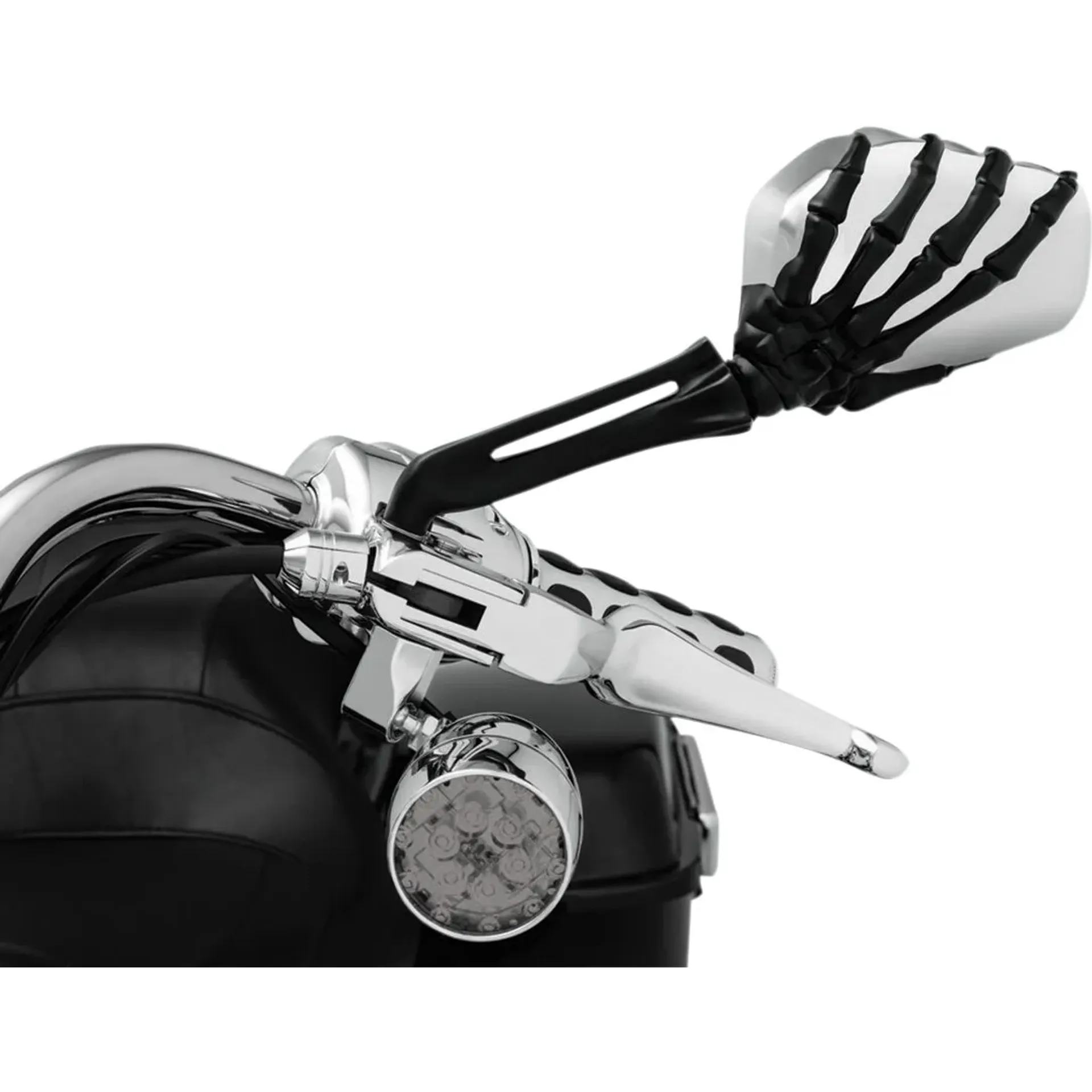 Skeleton Hand Mirrors With Black Stems And Chrome Heads