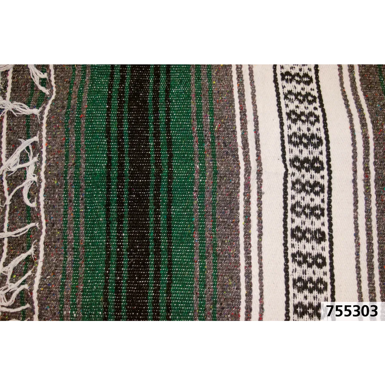 Mexican blanket Green/charcoal/white/blk