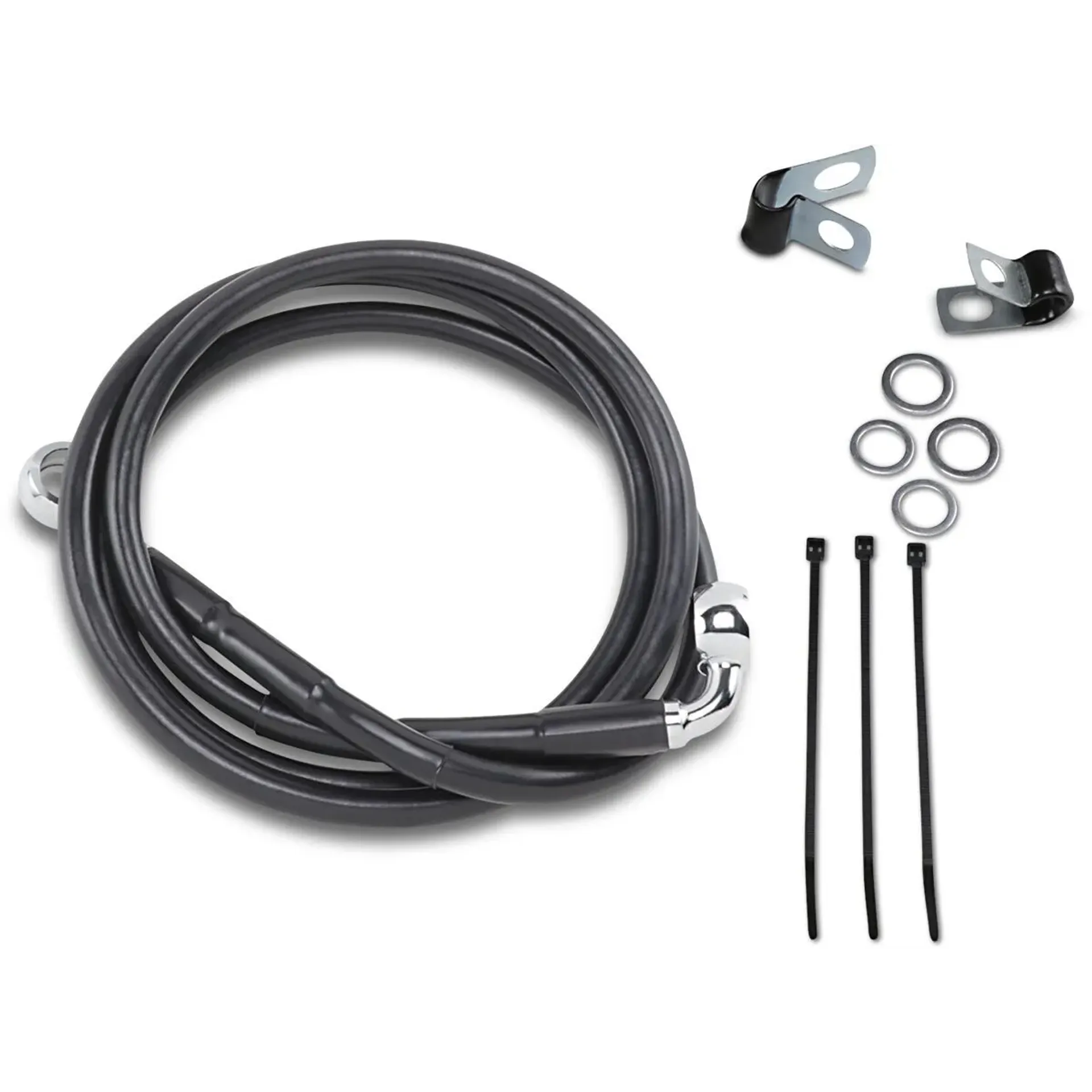 Front Brake Line Black Vinyl Coated Stainless Steel Extended 6″