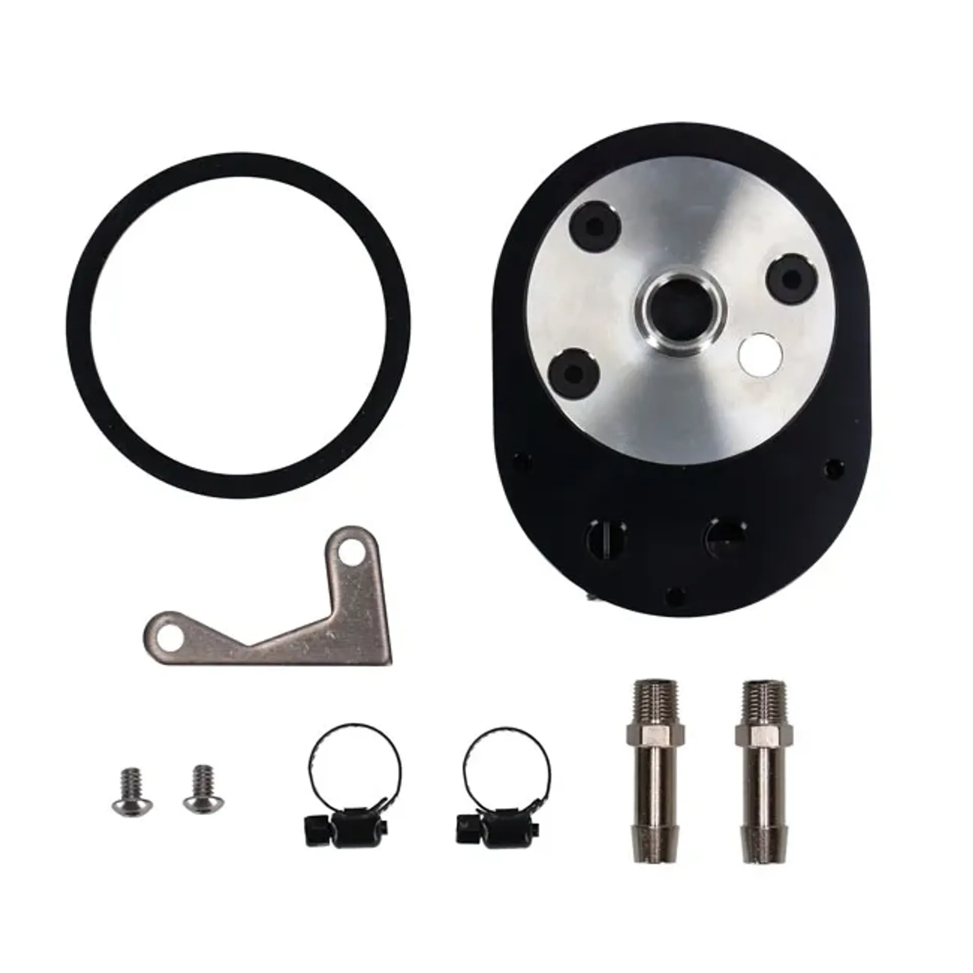 Jagg, offset oil filter adapter with thermostat. Black