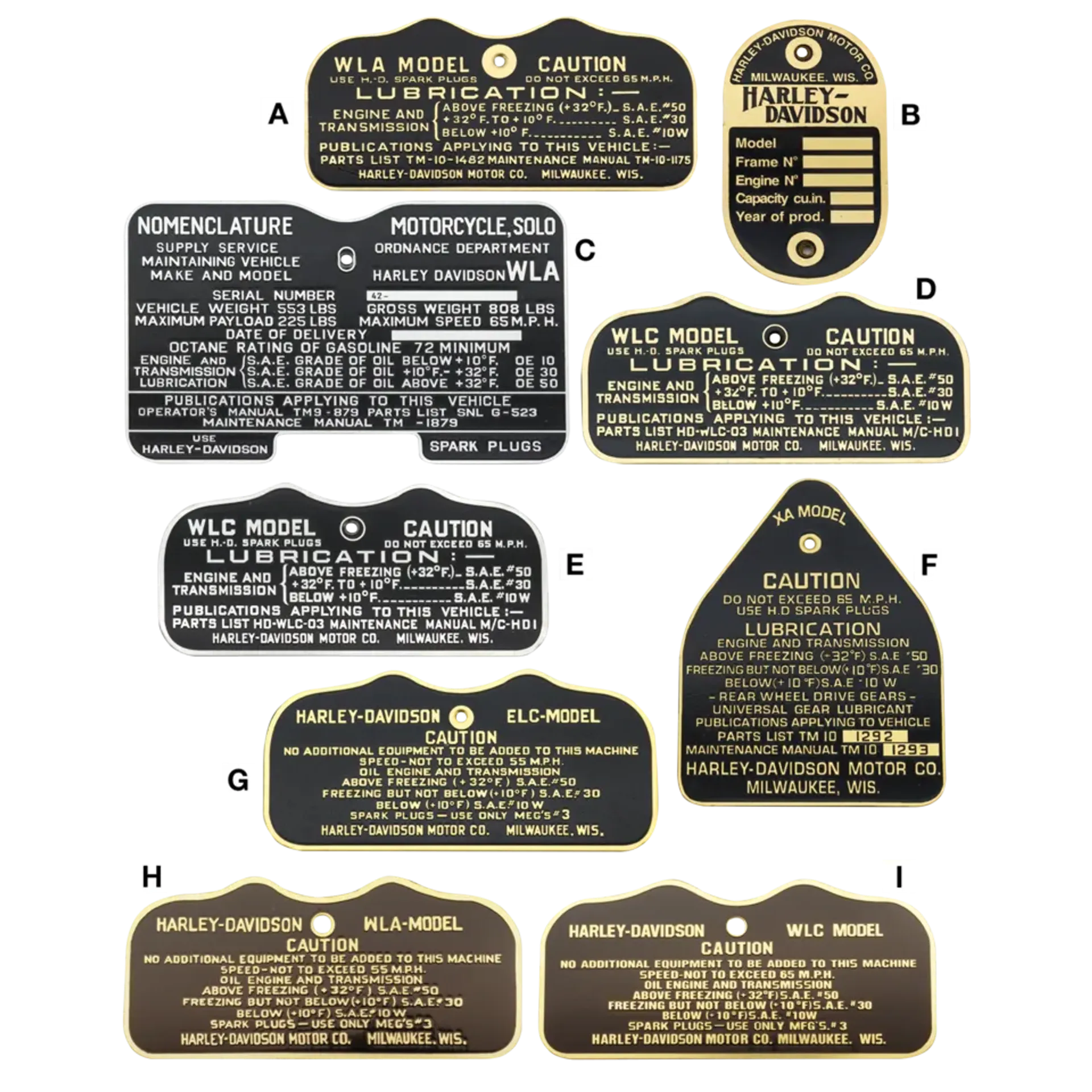 Dataplate, WLA, military, 1944-1945 styl