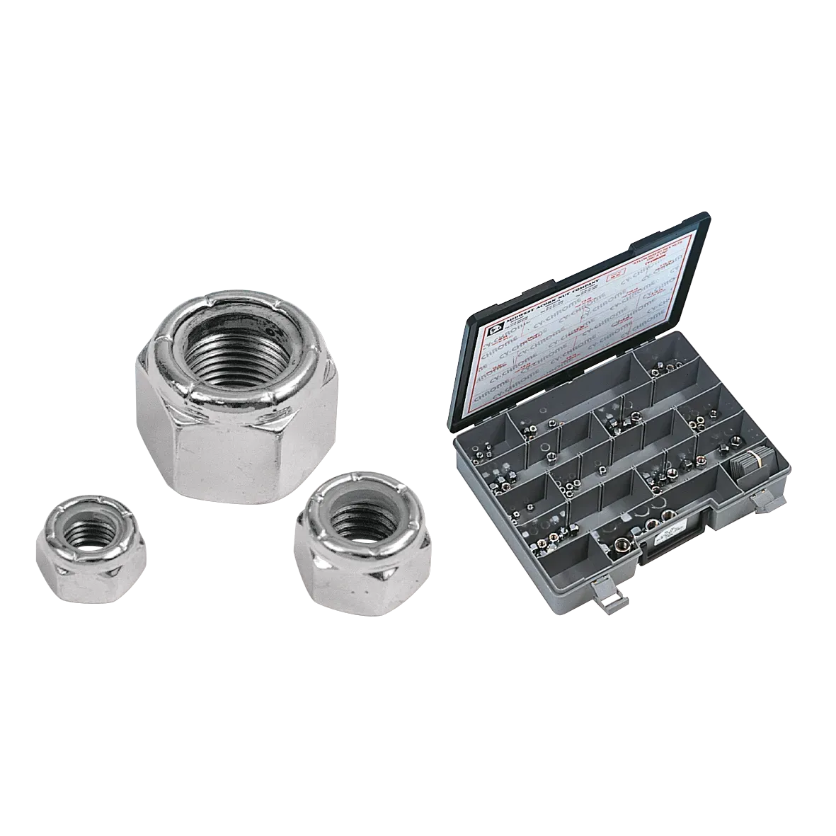 10pck Chrome nylock nuts 10-24 UNC - Afbeelding 2