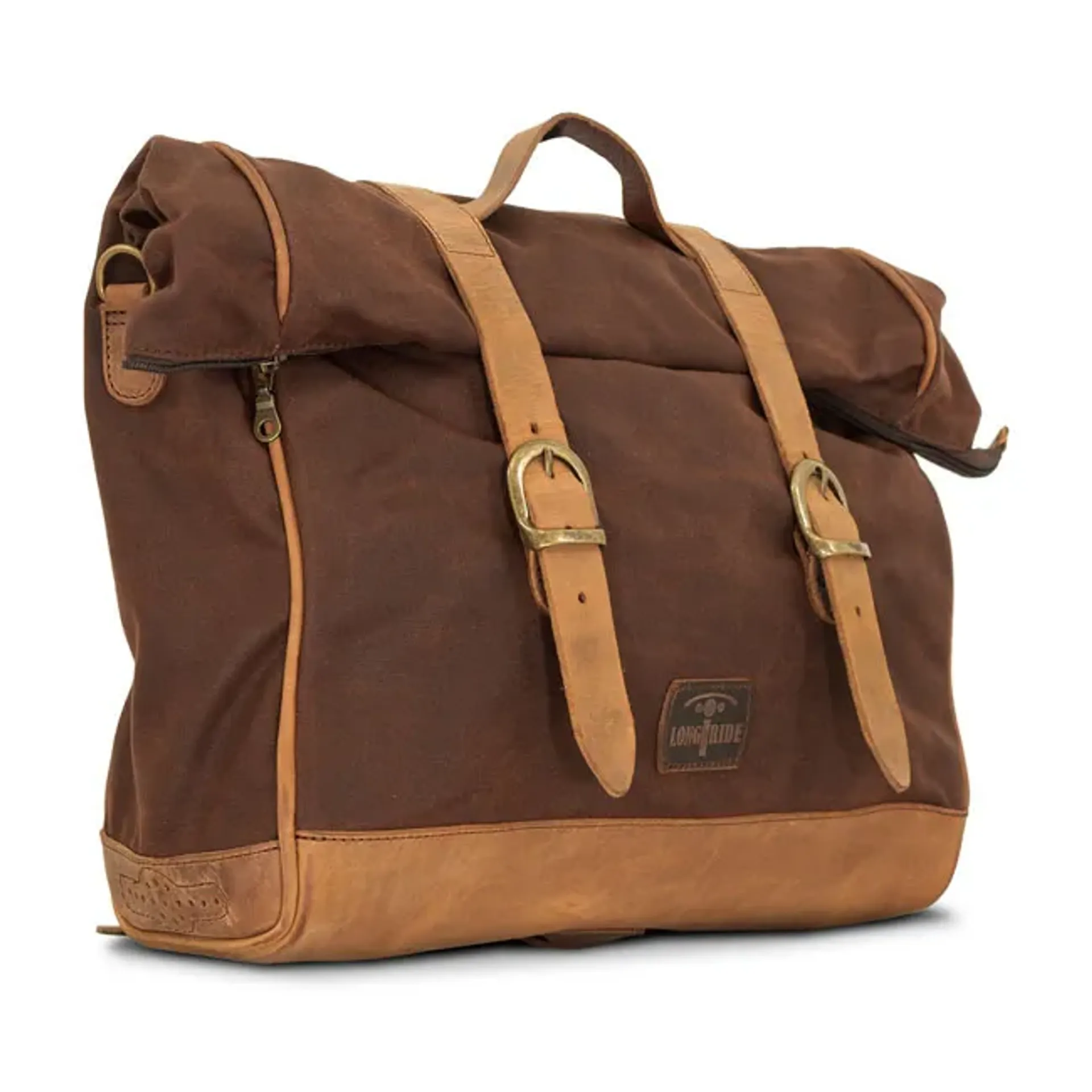 Longride, %27%27Old Chopper%27%27 waxed cotton saddlebag. Marron Brown