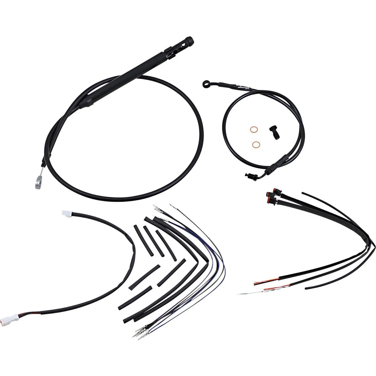 Complete Black Vinyl Handlebar Cable/Brake Line Kit For 14" Ape Hanger Handlebars