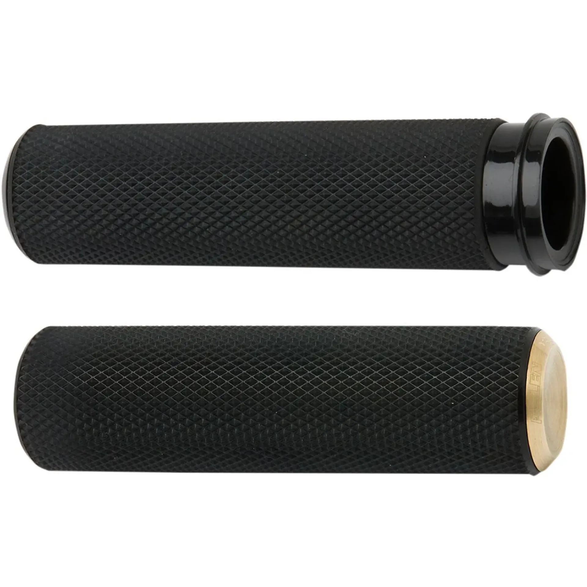 Grips Fusion Knurled Throttle By Wire Black Brass Endcap