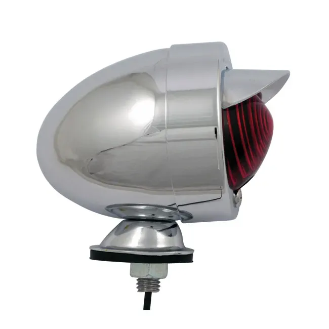 Bullet marker light. Chrome. Red lens. SF. stud mount. visor