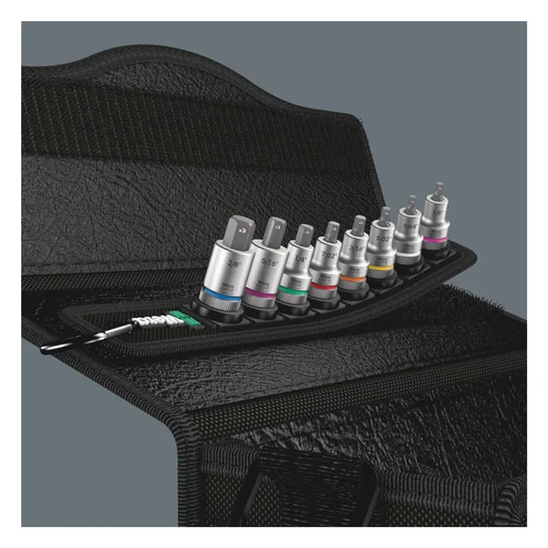 Wera socket belt with 3/8" drive Hex socket bits - US sizes