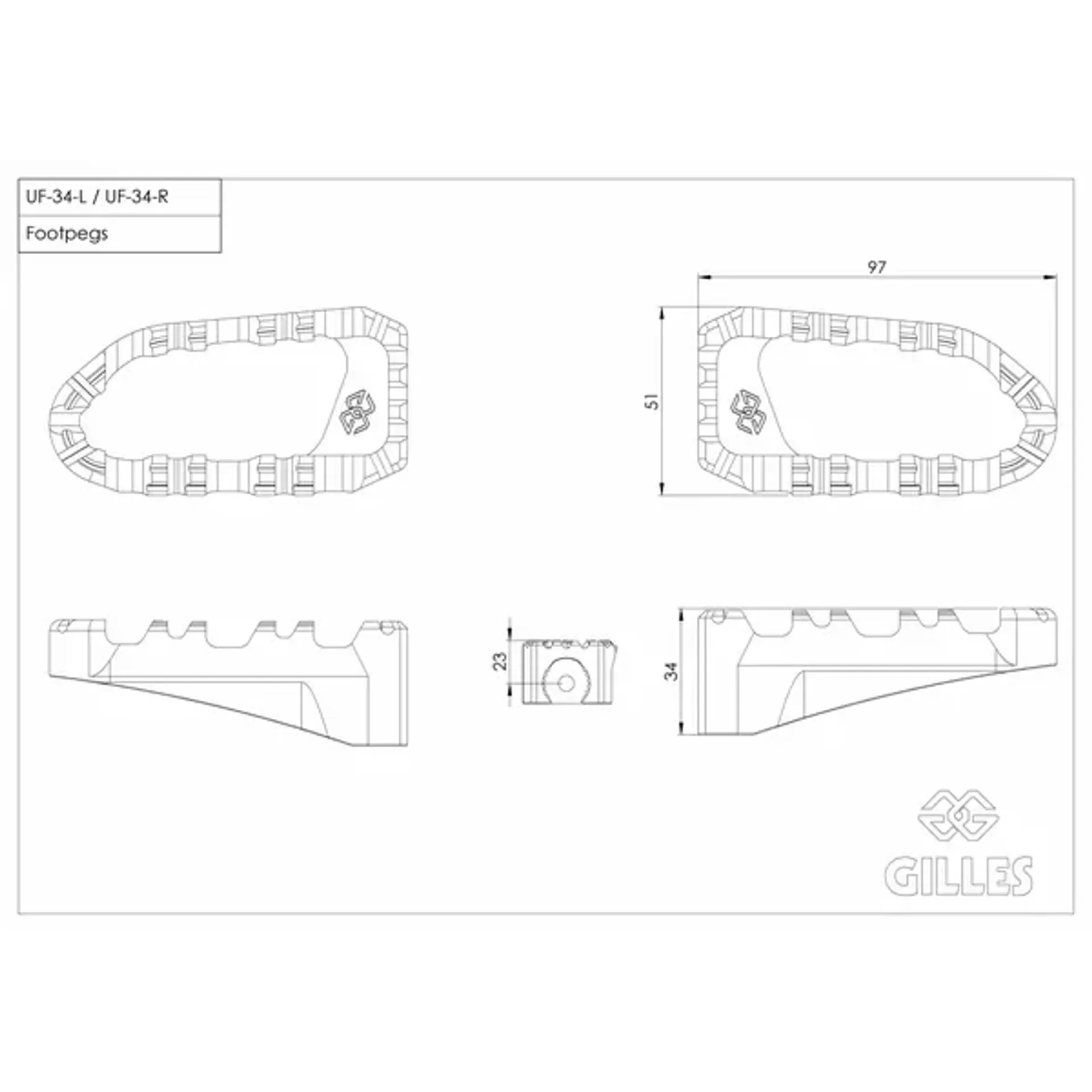 Footrest kit pro-x bk uf34