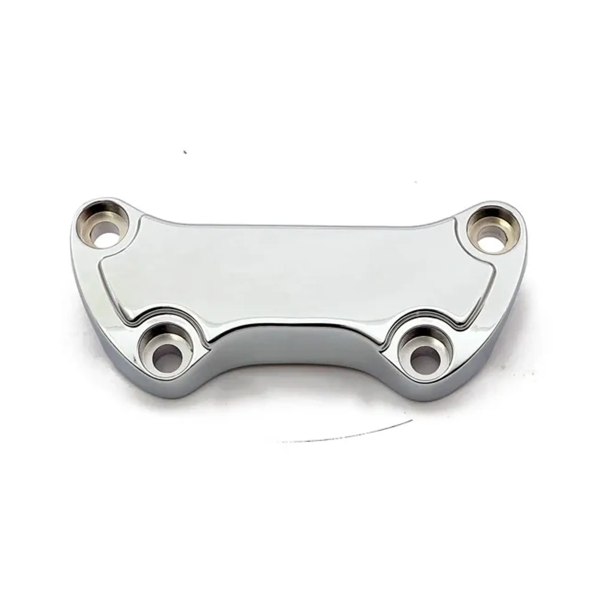 Handlebar clamp Low Scalloped, with skirt. Chrome
