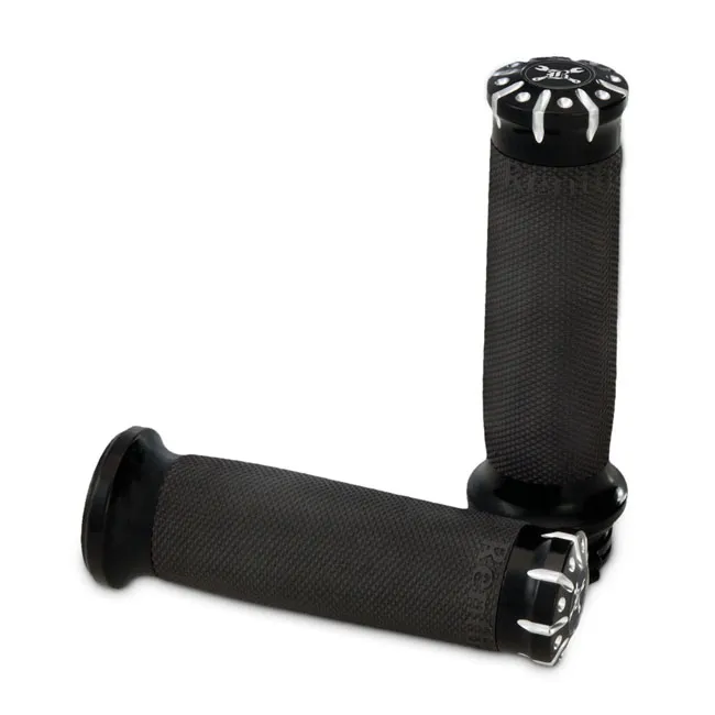 Burly, Hawk Billet grip set. Black CC stripes/dots
