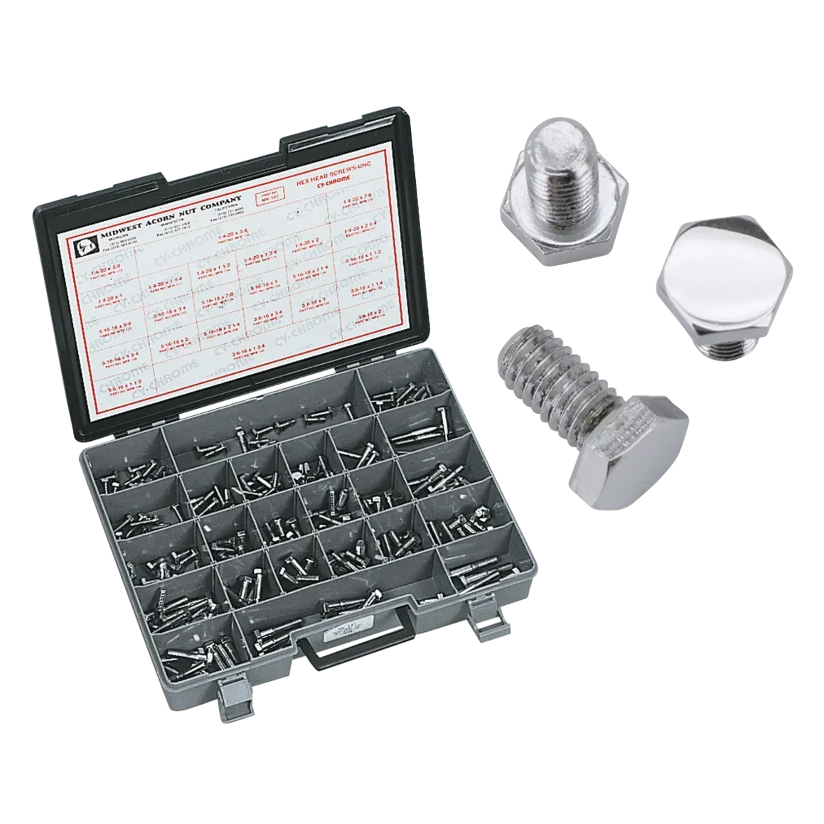 Ass. tray hex head screws chr. 215pk UNC