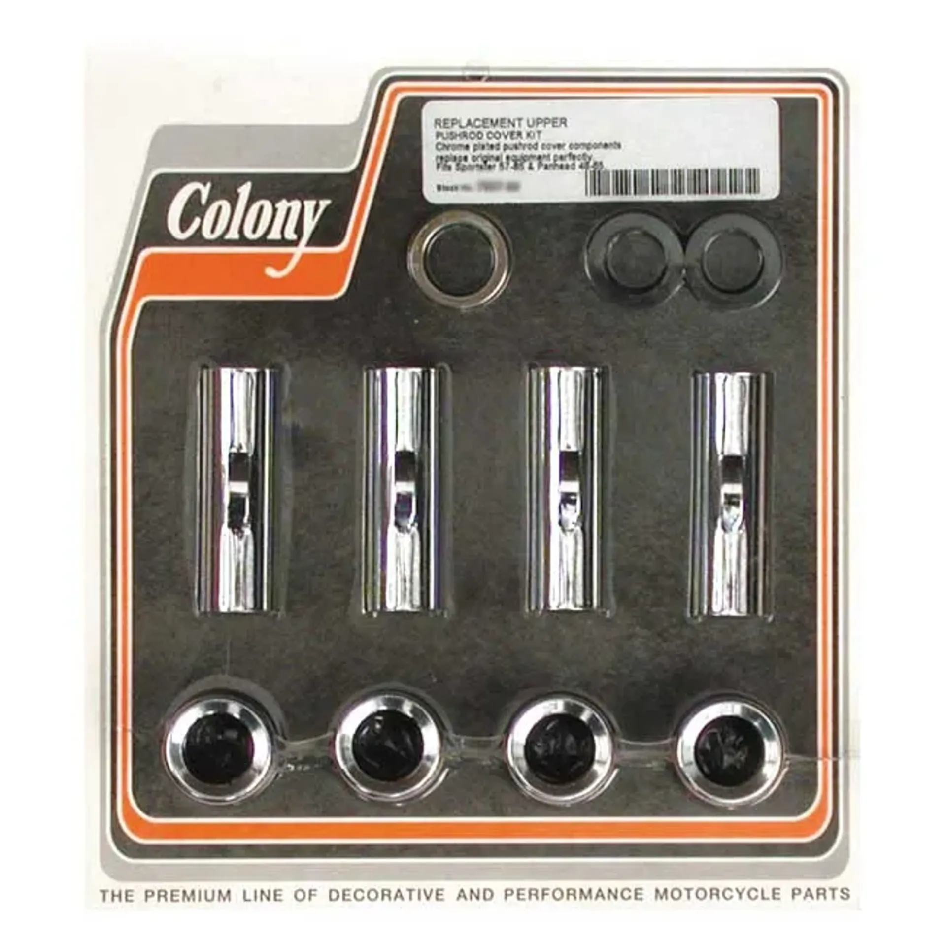 Colony, 48-65 & 57-85 upper pushrod cover kit. Chrome