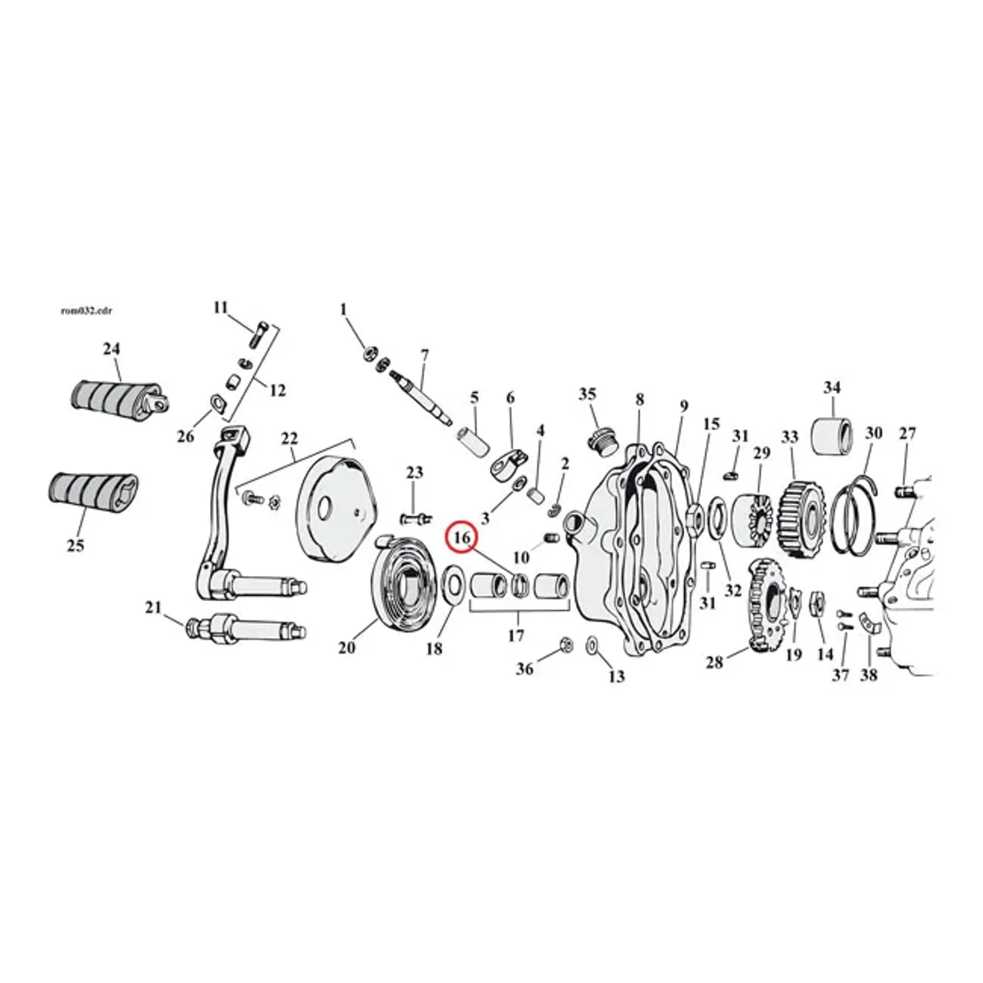 Cometic flat O-ring, kickstart shaft