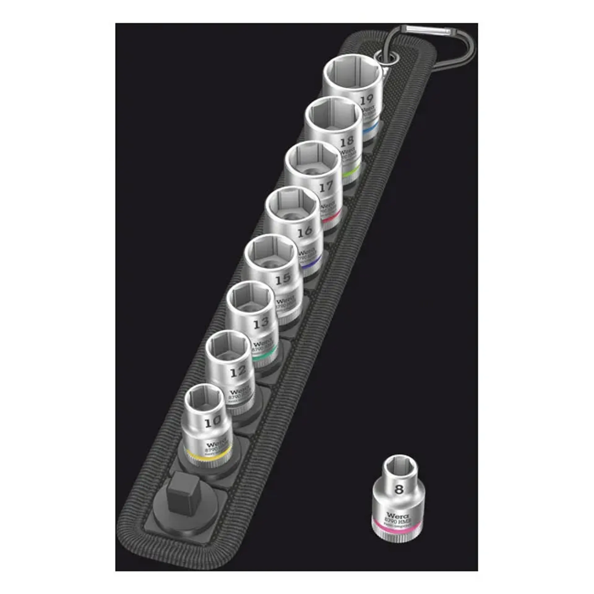 Wera socket belt with 3/8" drive hex sockets - Metric