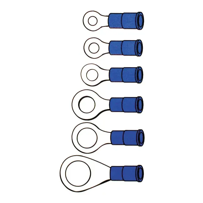 Connectors, ring terminal PVC, crimp. Blue 7.94mm