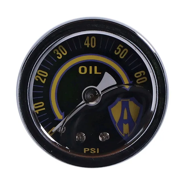 Arlen Ness, 1-1/2" oil pressure gauge. Yellow - Afbeelding 2