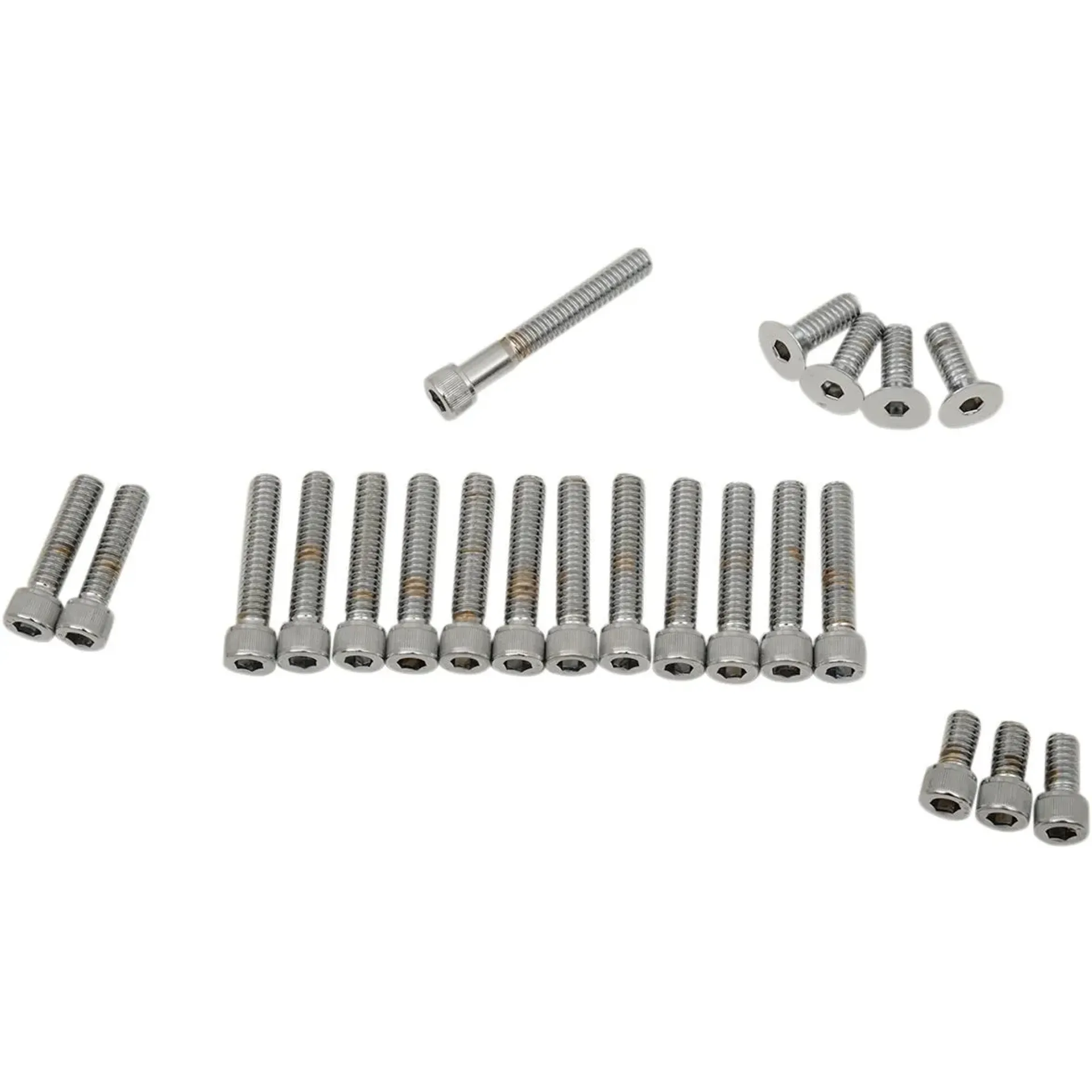 Chrome Socket-Head Primary/Cam Cover Bolt Kit Knurled