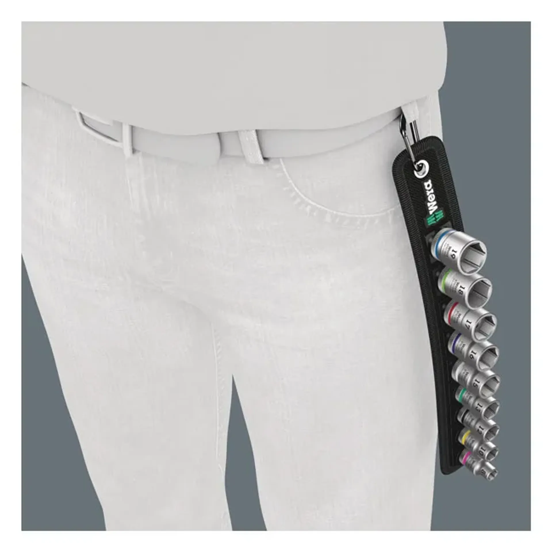Wera socket belt with 3/8" drive hex sockets - Metric