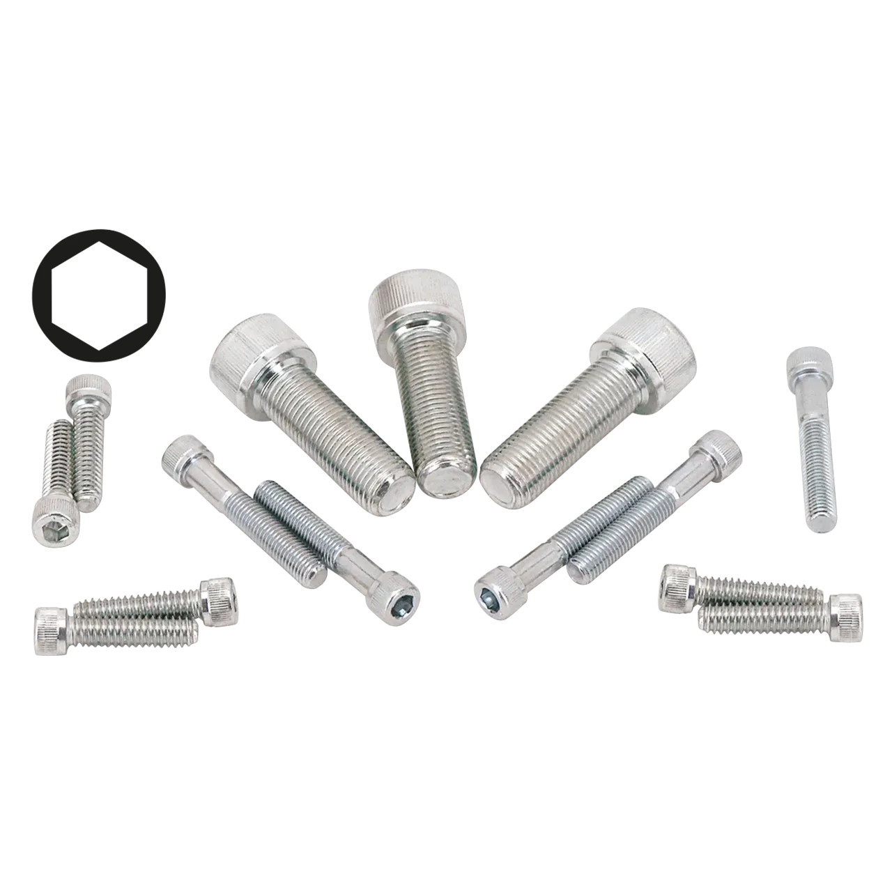 10pck Chrome allen screws 8-32x1/2" - Afbeelding 2