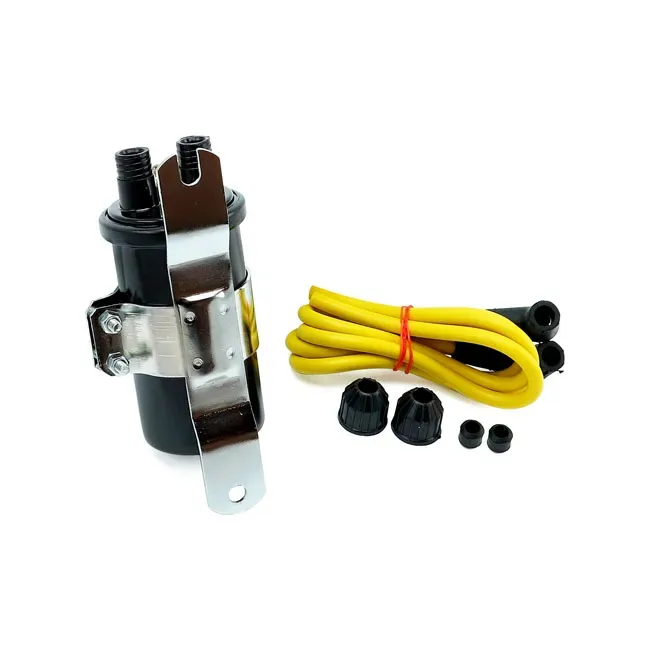 Round custom ignition coil kit, 12v. Black - Afbeelding 2