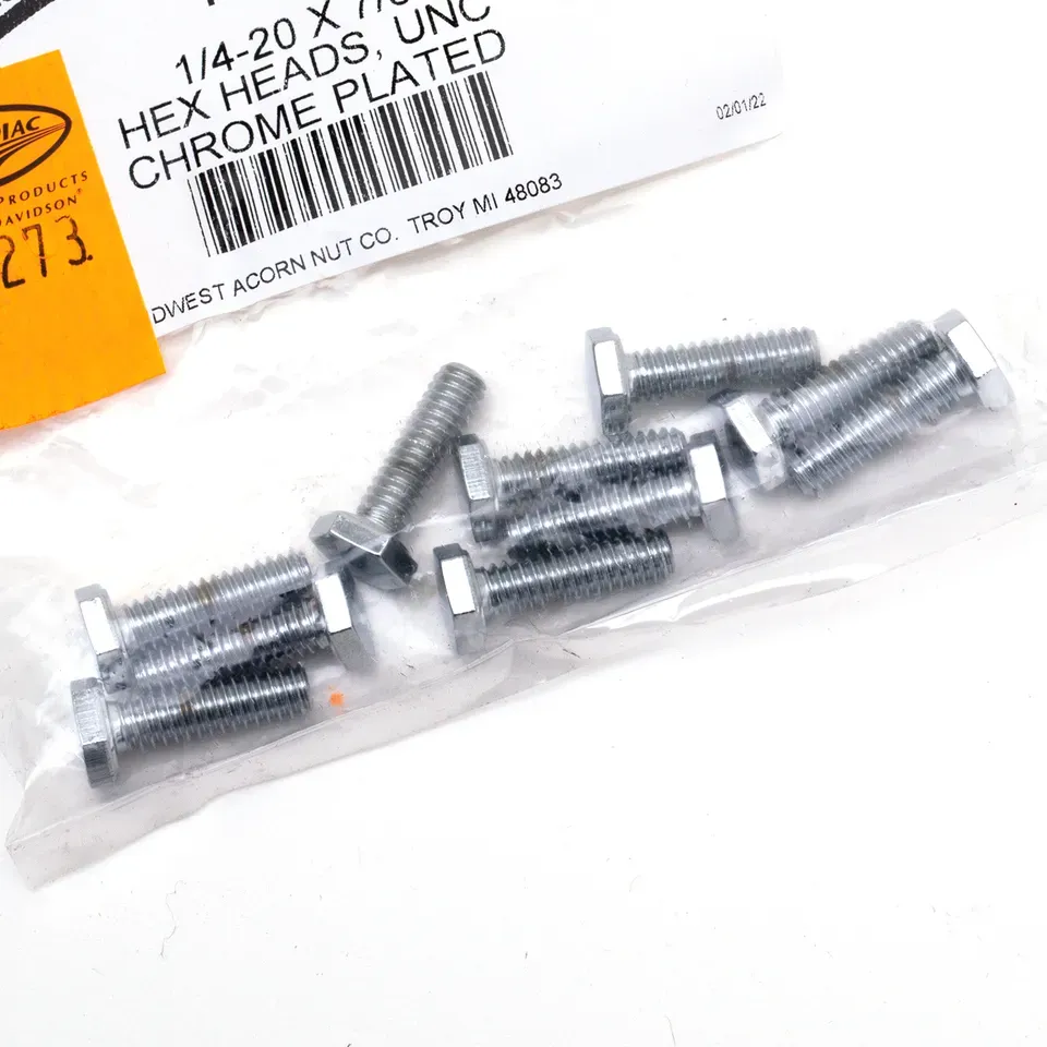 10pck Chrome hex head screws 1/4-20x7/8