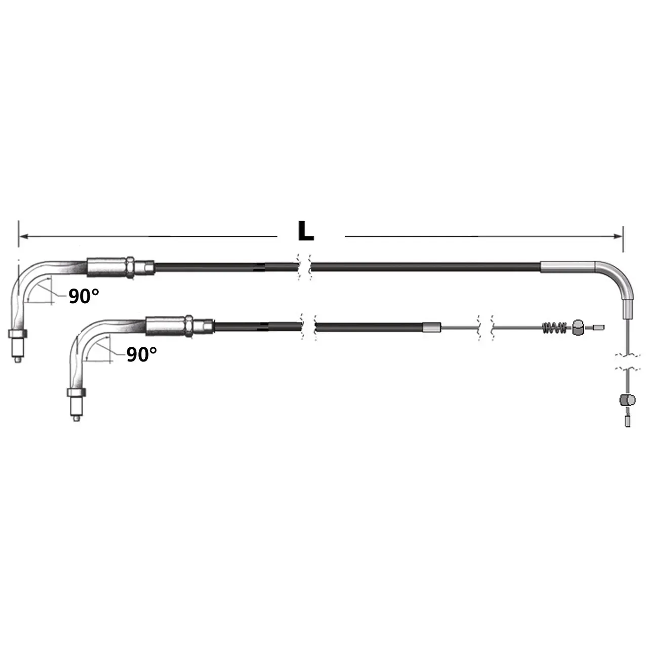 Throttle cable black HSR96-up LN=39"