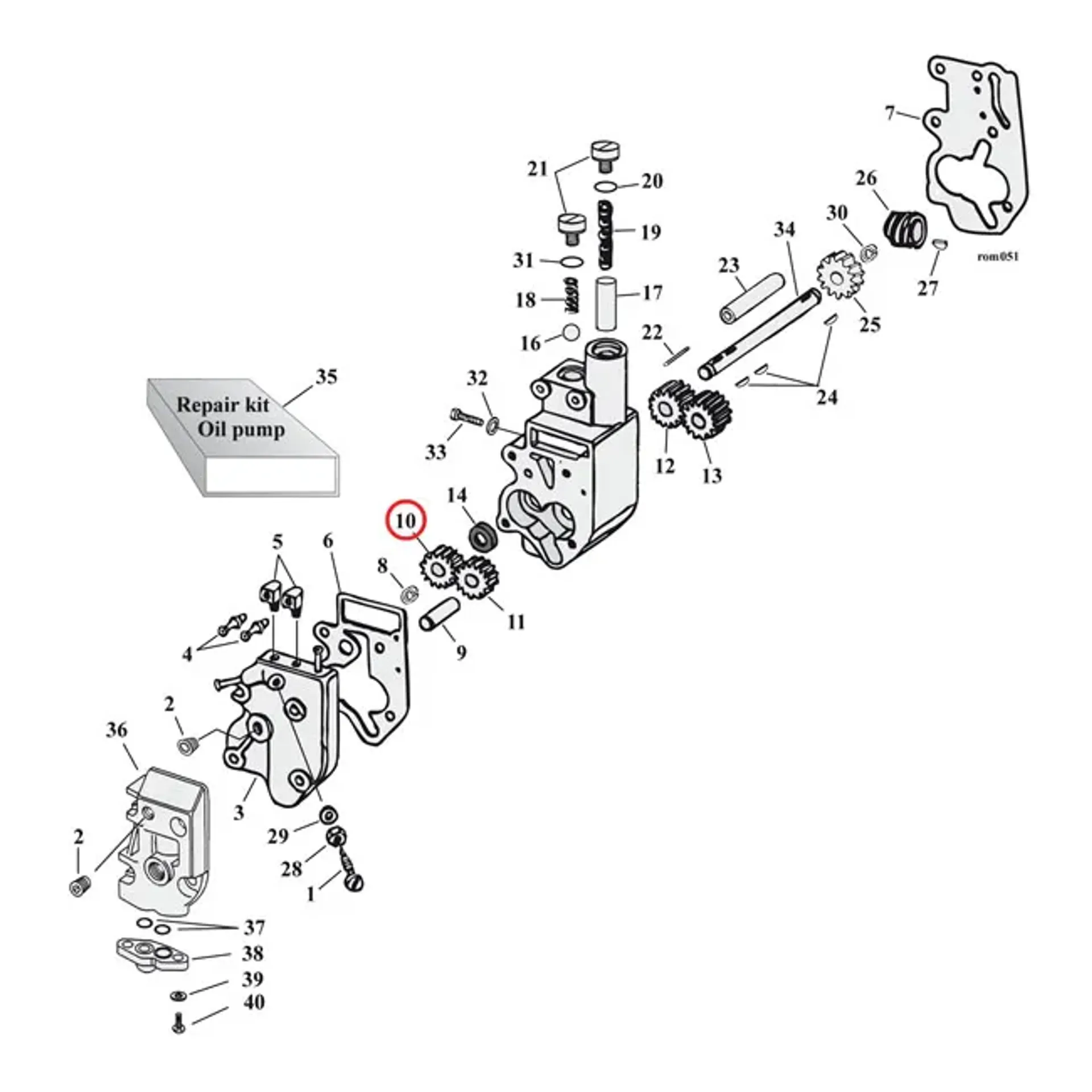 Jims, feed gear, driven. oil pump