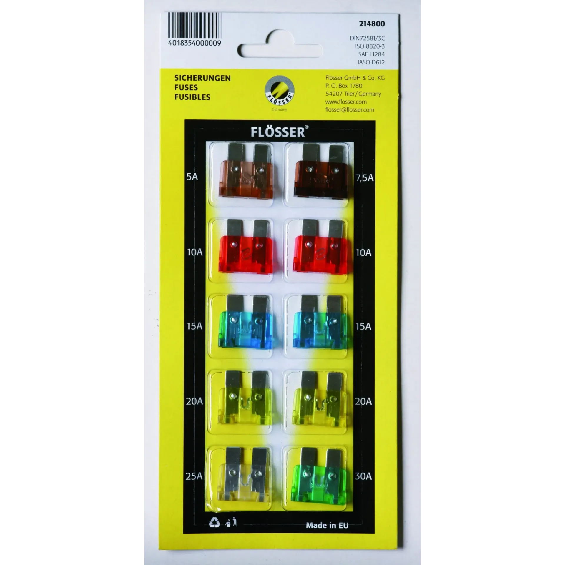 Fuses Standrd Assort 10 Pieces Card
