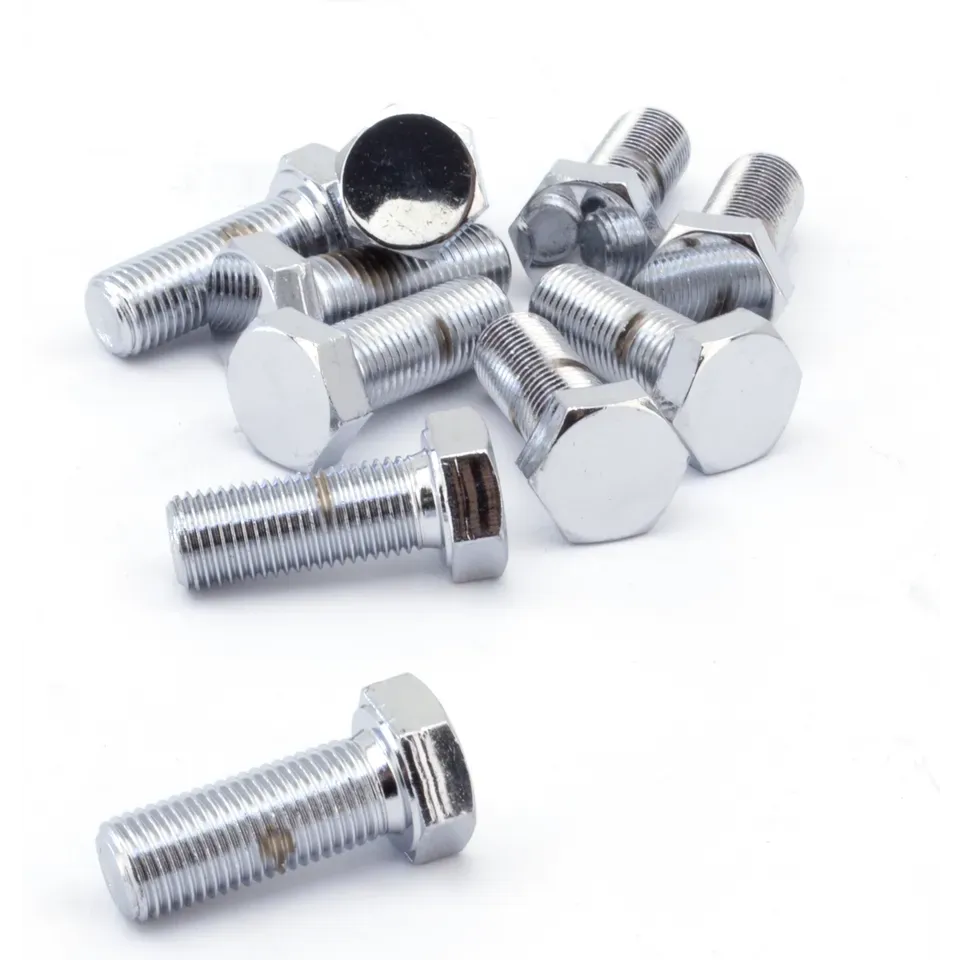 10pck Chrome hex head screws 3/8-24x1