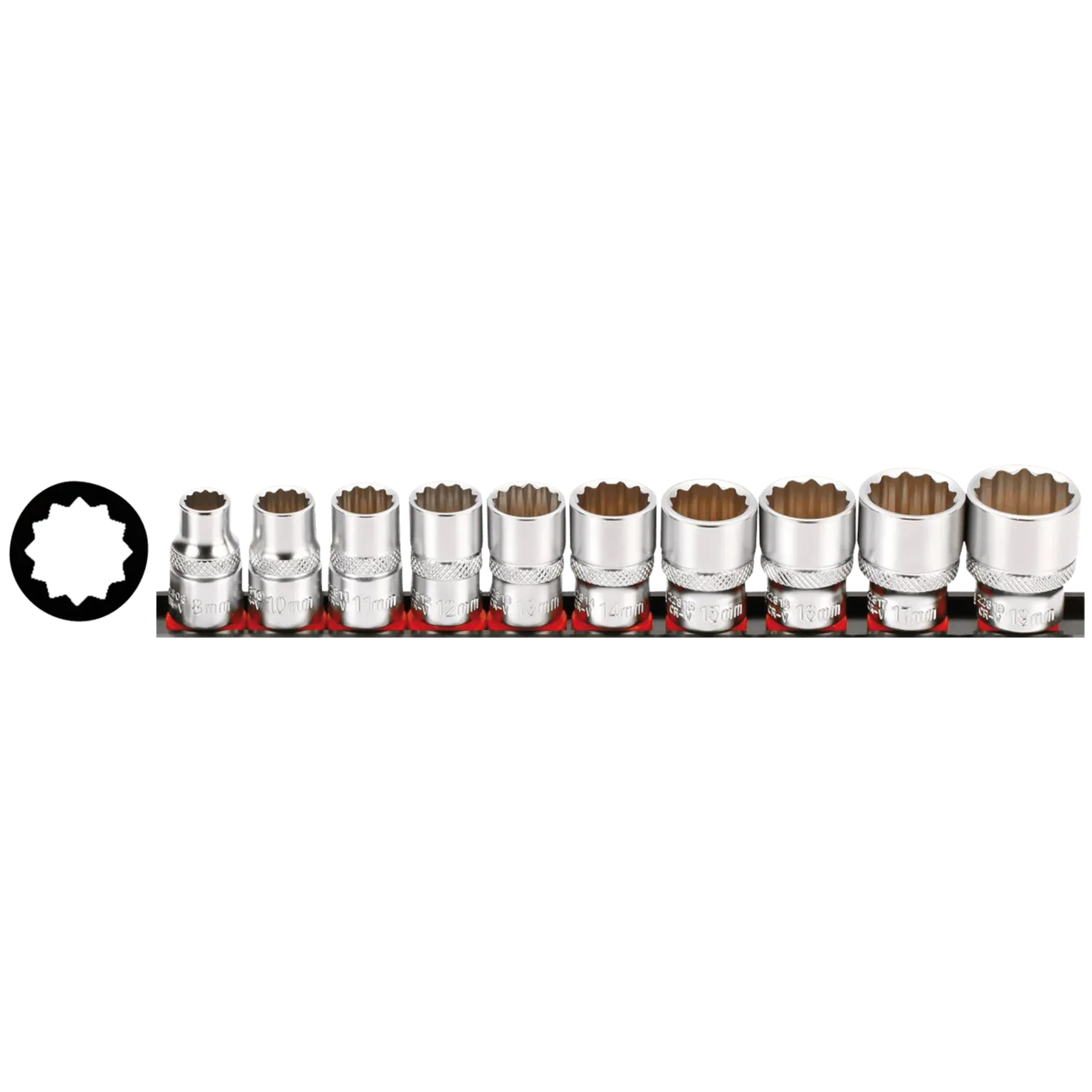 3/8″ Socketset 12-point metric 10PC on r